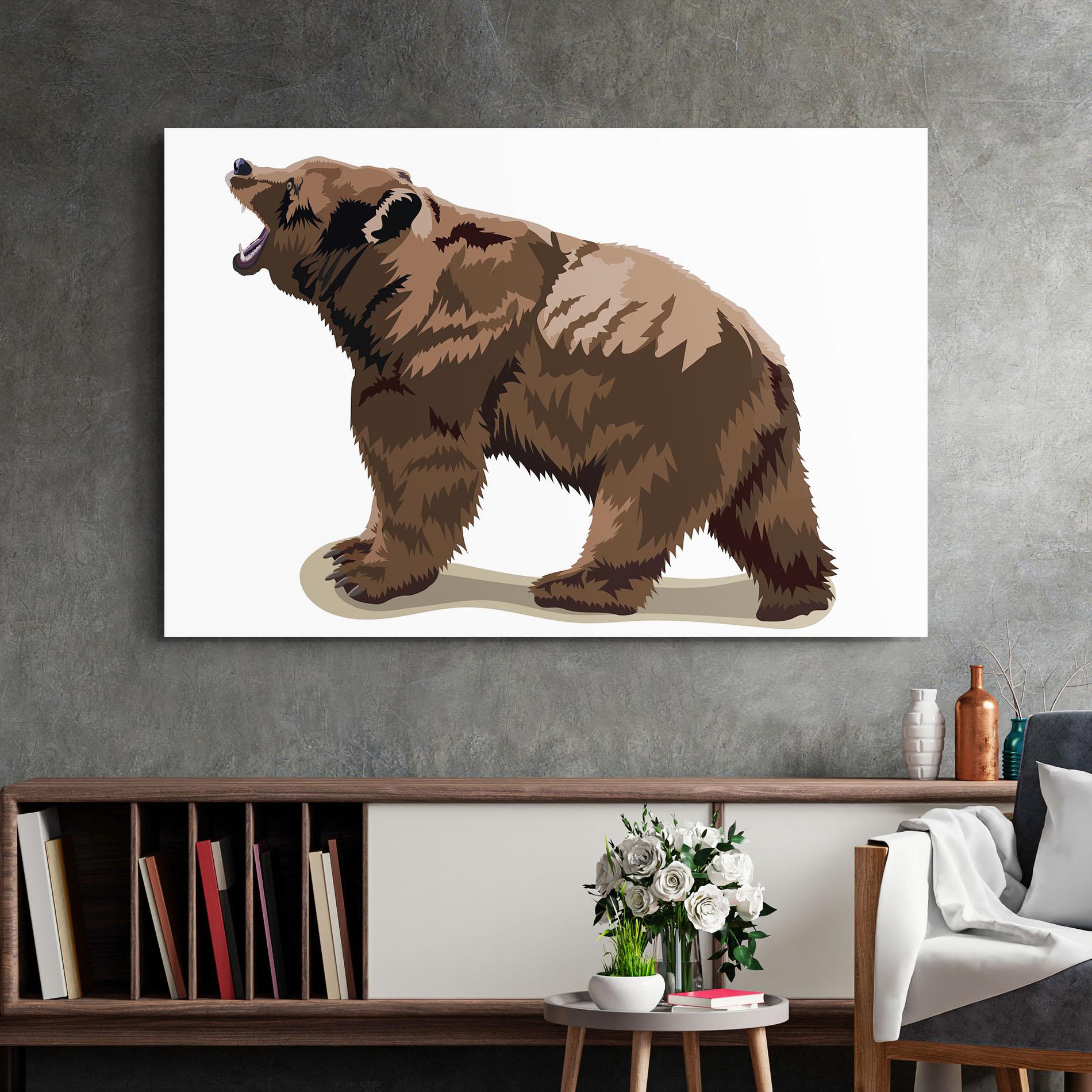 Tablou Sticla Angry Walking Bear mockup 2