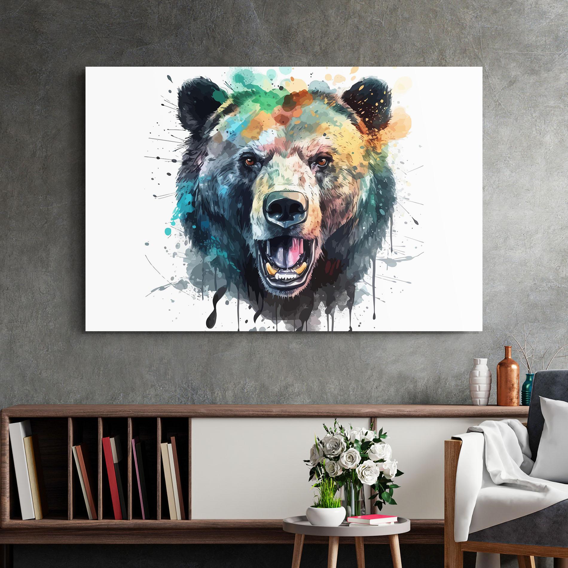 Tablou Sticla Artistic Bear Head mockup 2