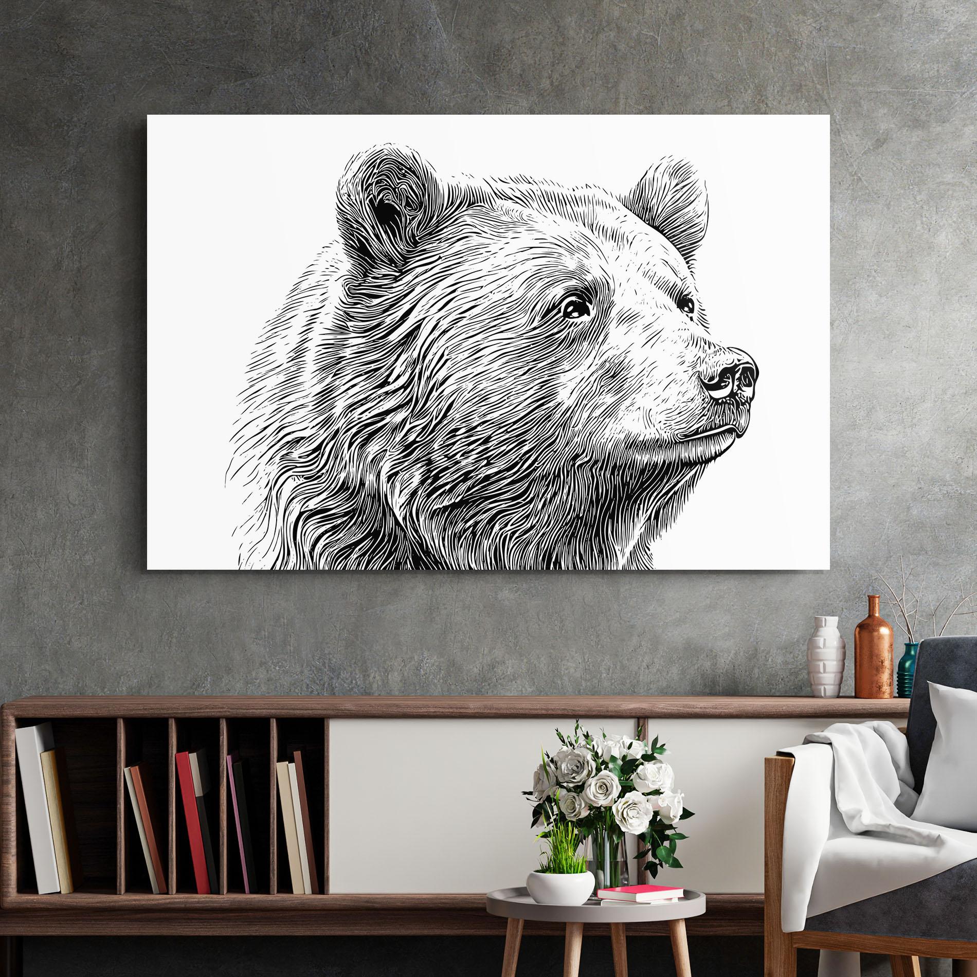 Tablou Sticla Bear Portrait Line mockup 2