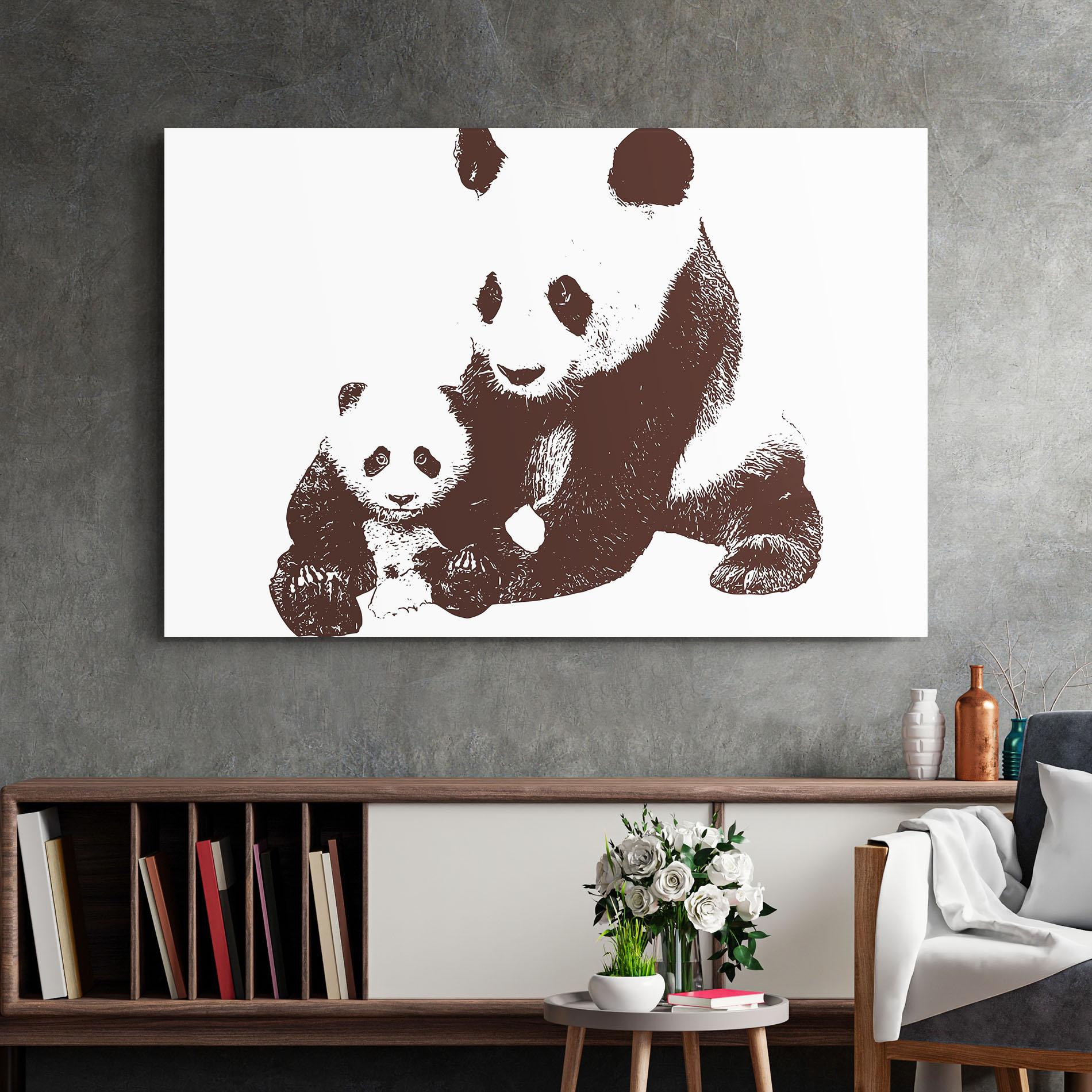 Tablou Sticla Panda Art Family mockup 2