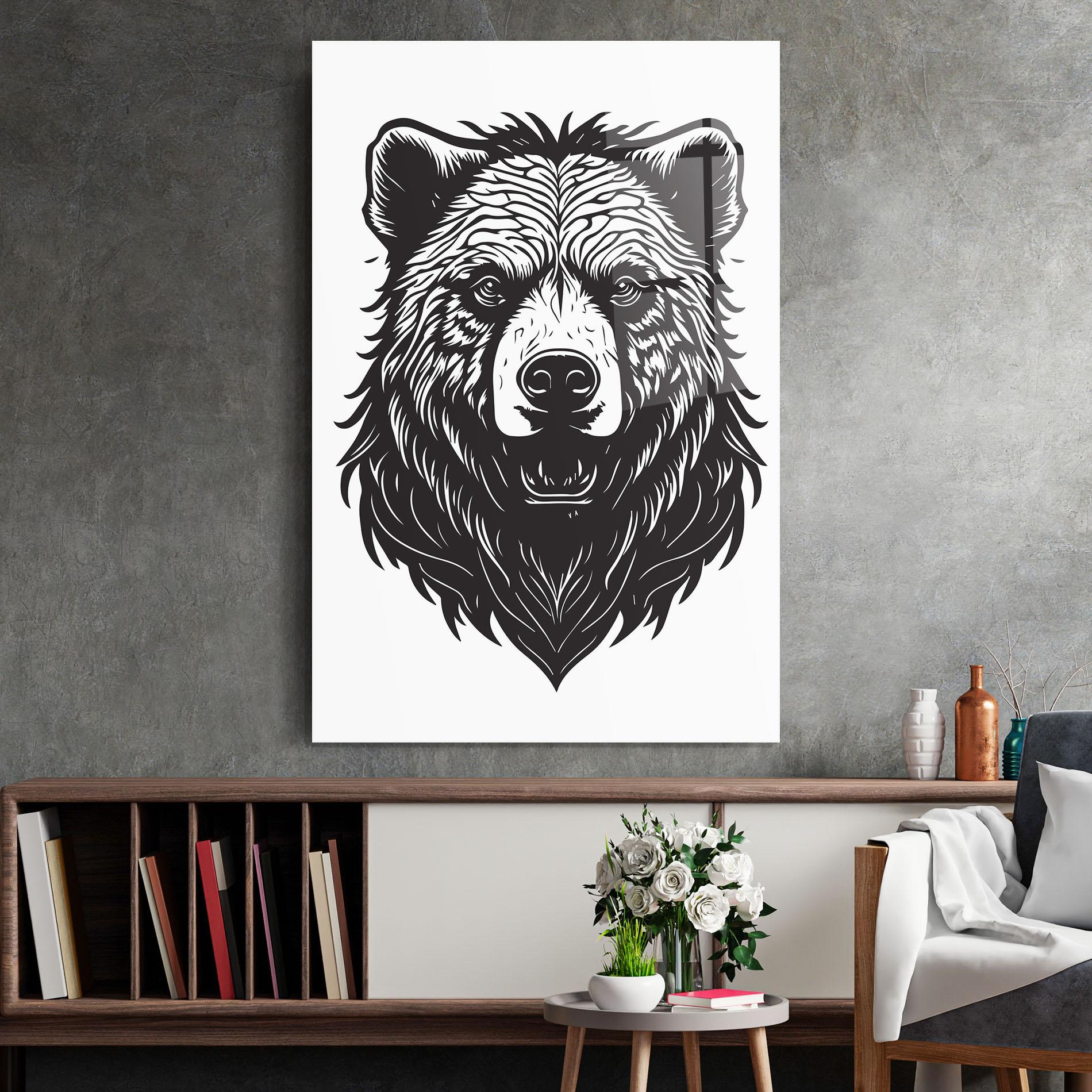 Tablou Sticla Bear Black Head mockup 2