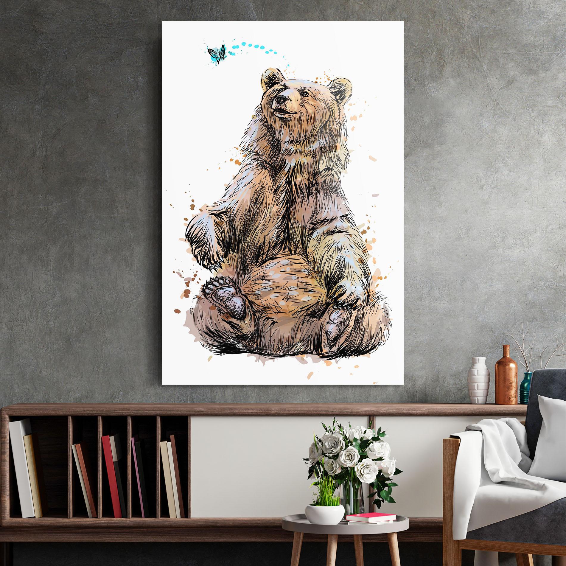 Tablou Sticla Butterfly Bear mockup 2