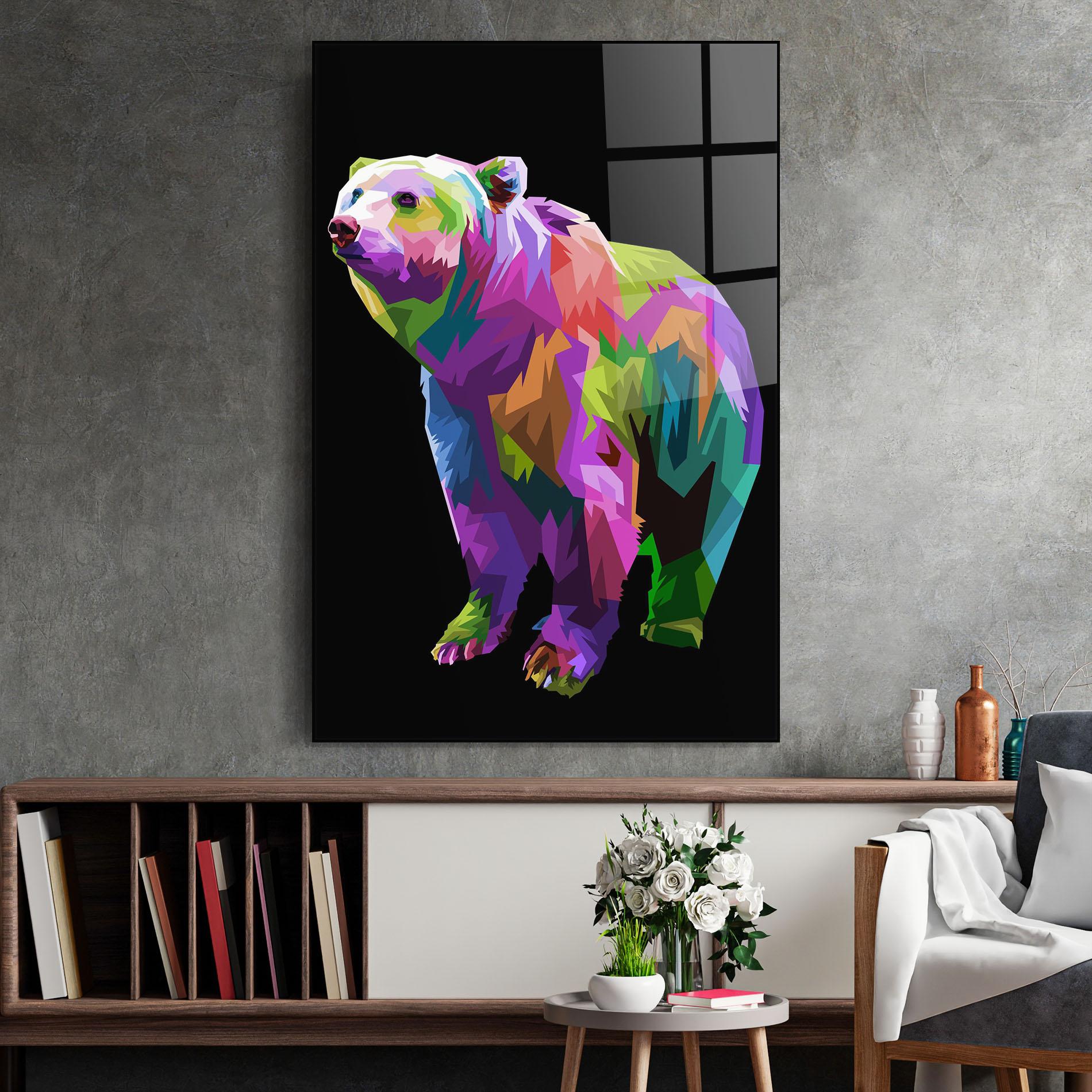 Tablou Sticla Colorful Icebear mockup 2