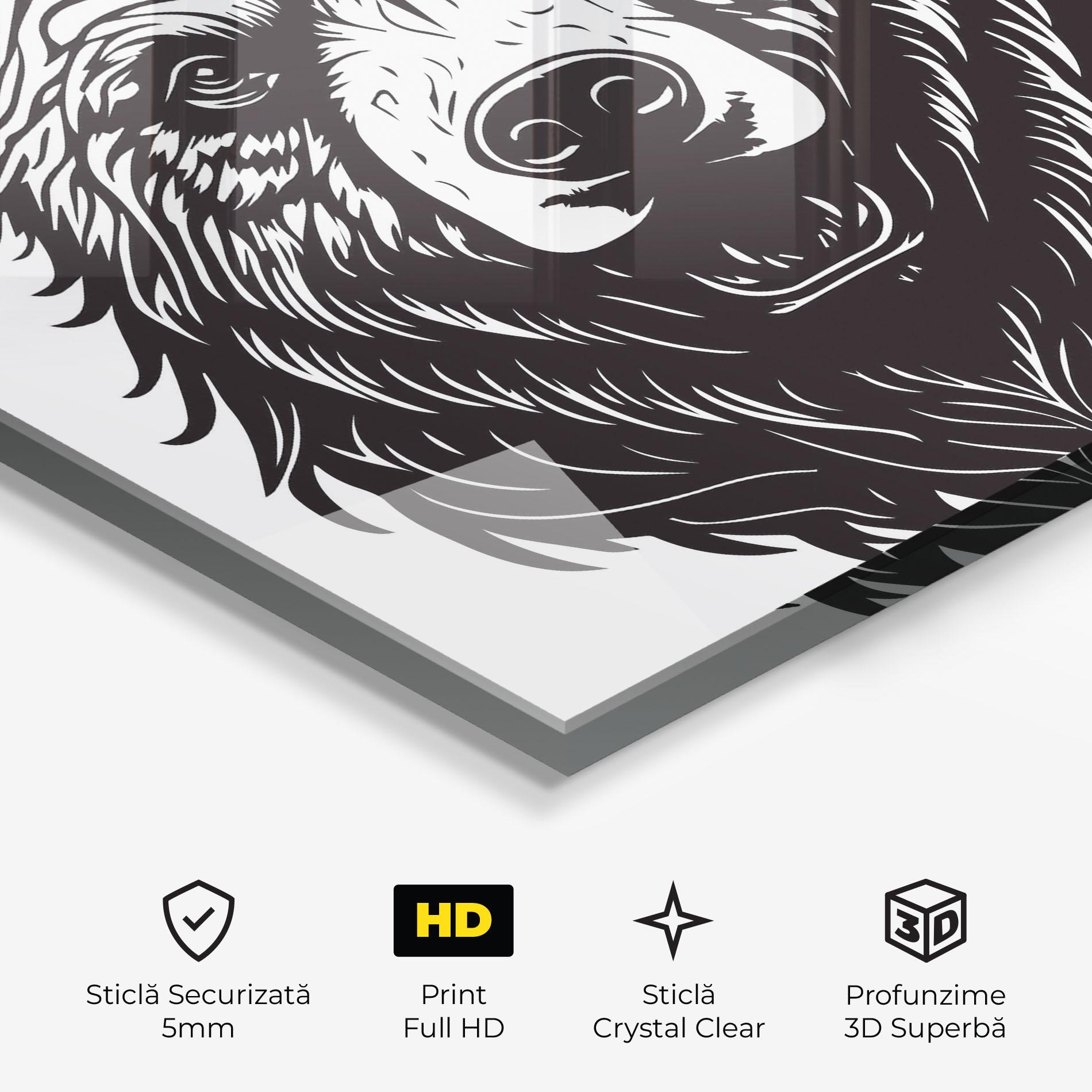 Tablou Sticla Bear Black Head mockup 3
