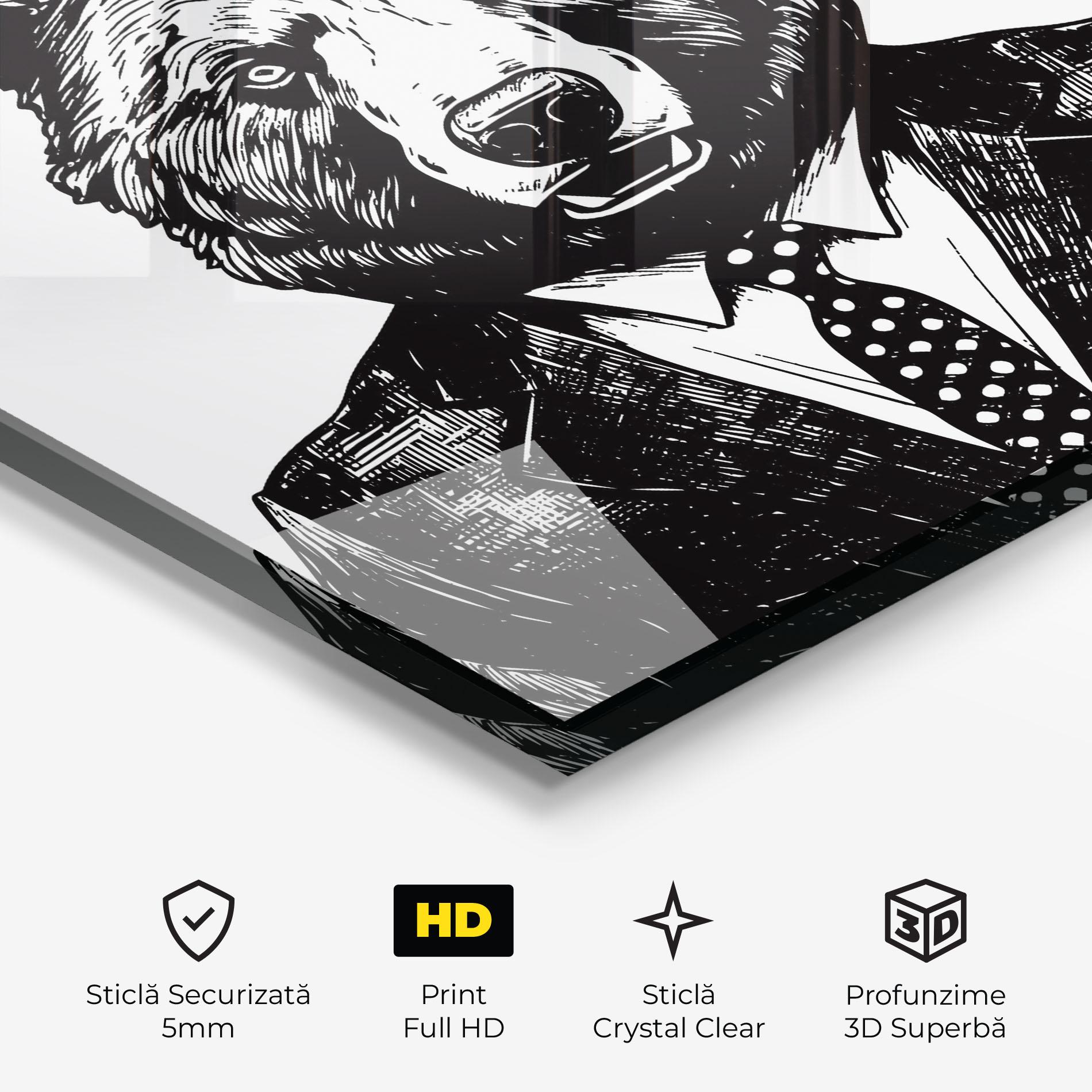 Tablou Sticla Bear In Suit mockup 3