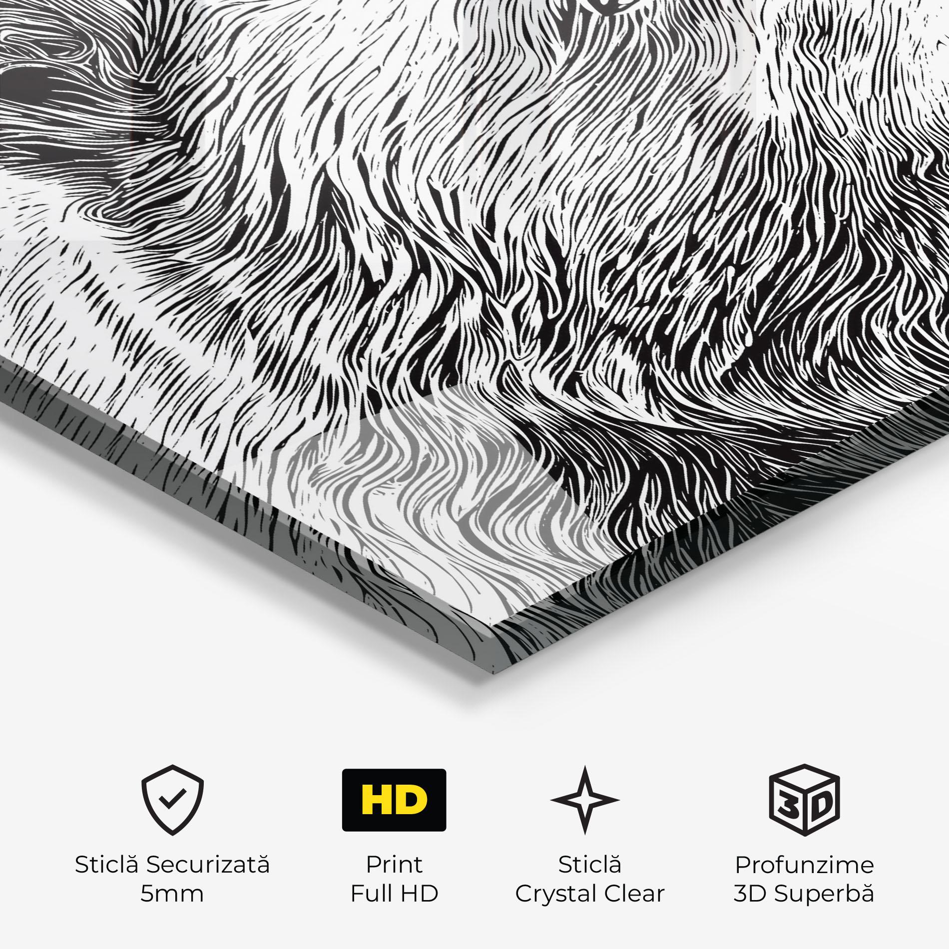 Tablou Sticla Bear Portrait Line mockup 3