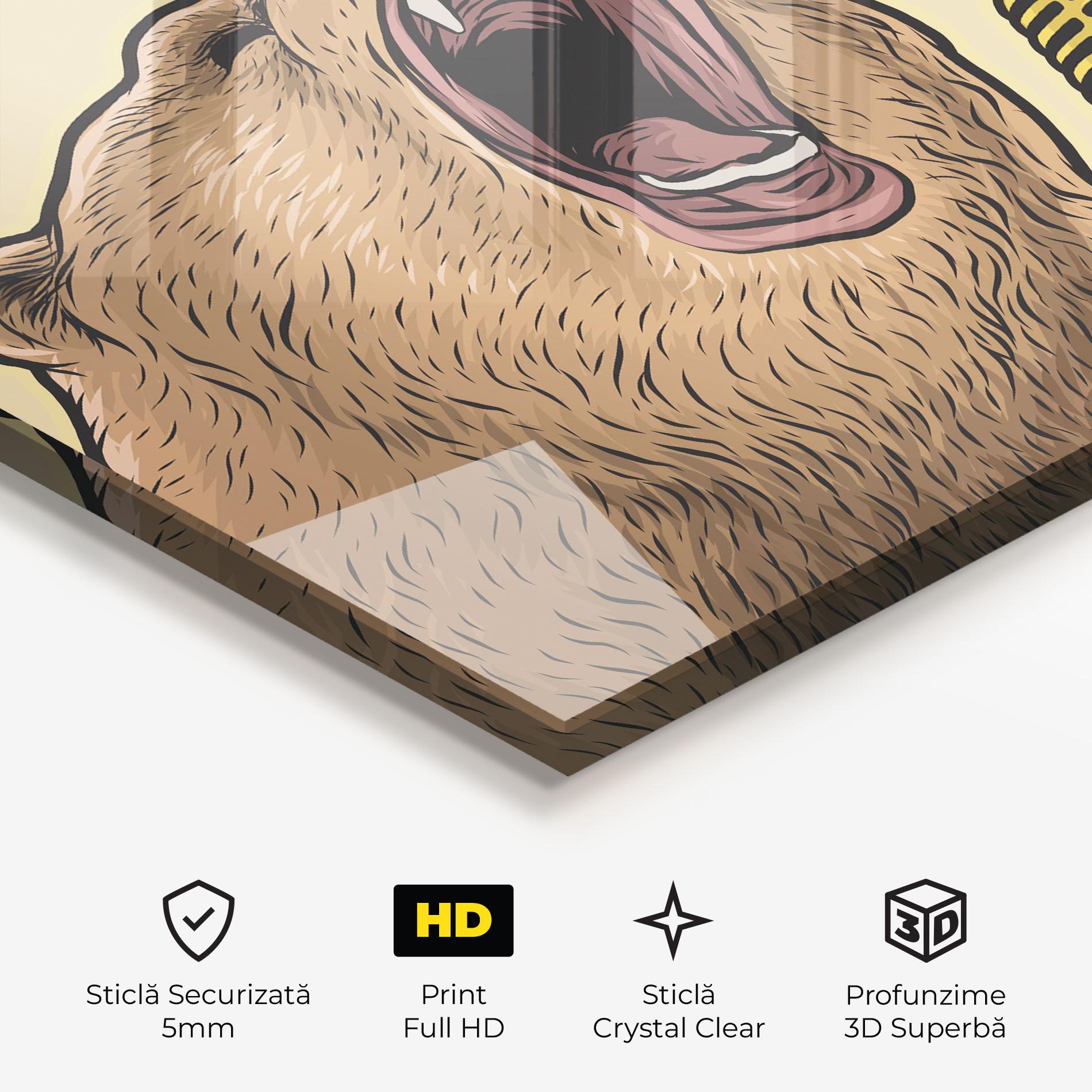 Tablou Sticla Bear Singing mockup 3