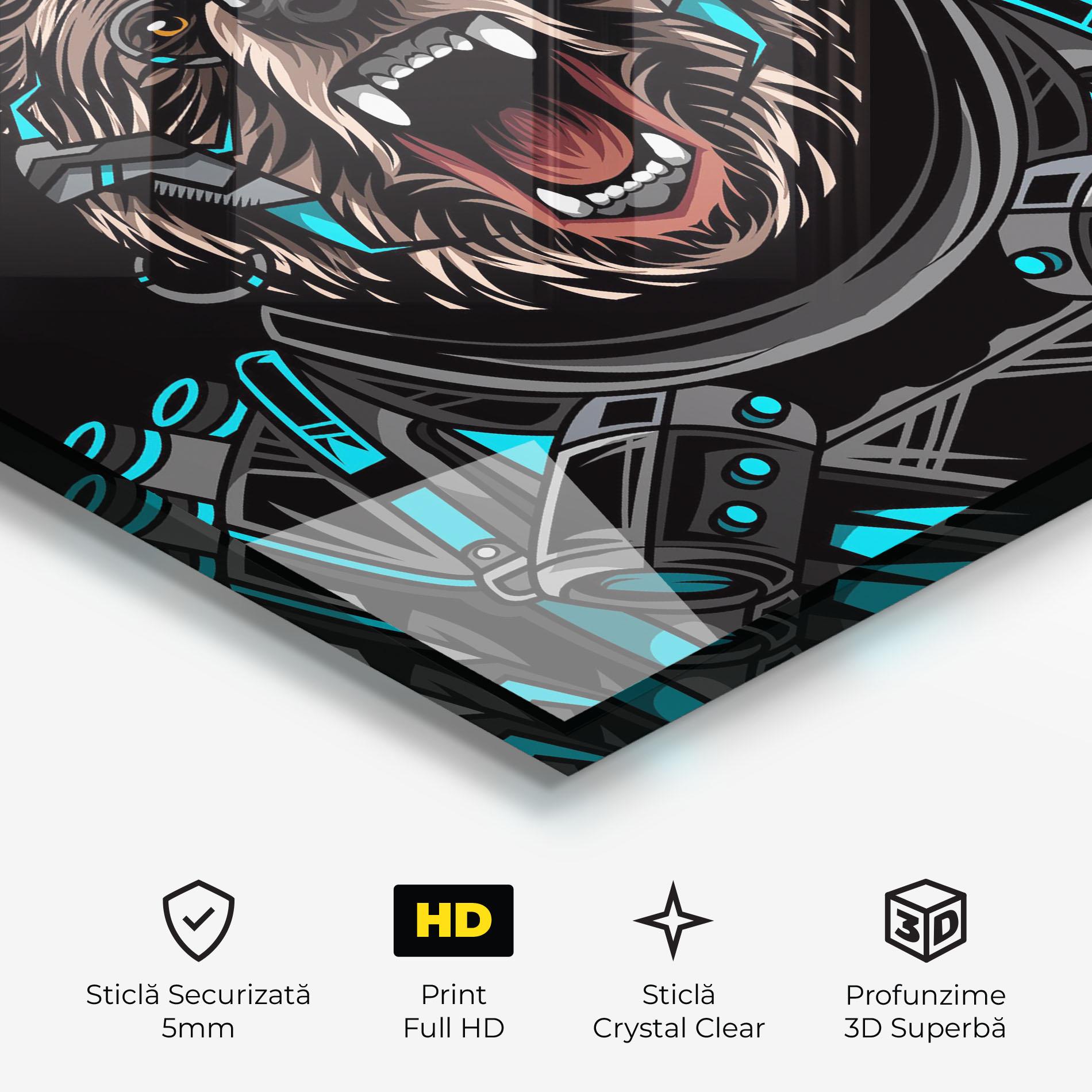 Tablou Sticla Black Cyborg Bear mockup 3