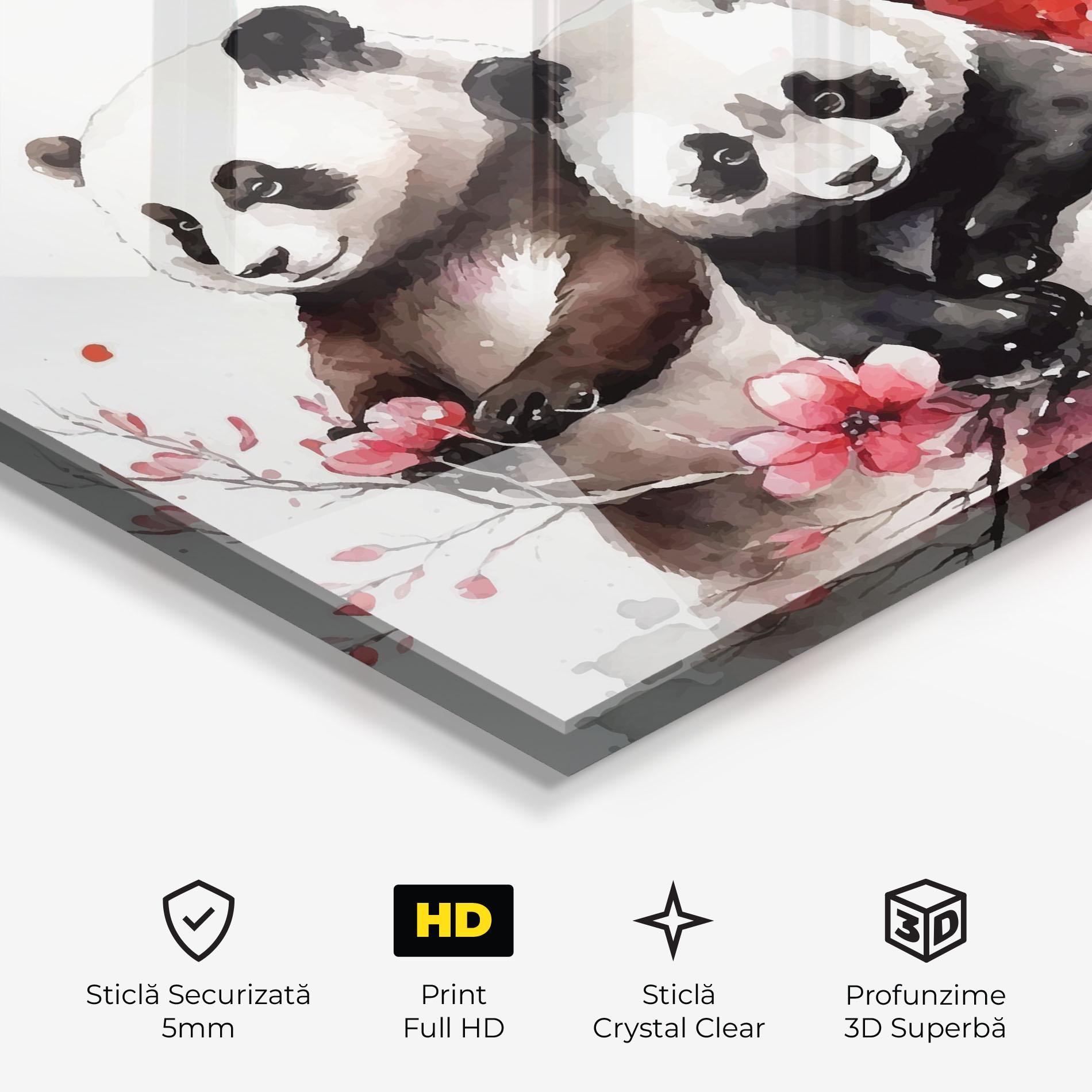 Tablou Sticla Blossom Panda mockup 3