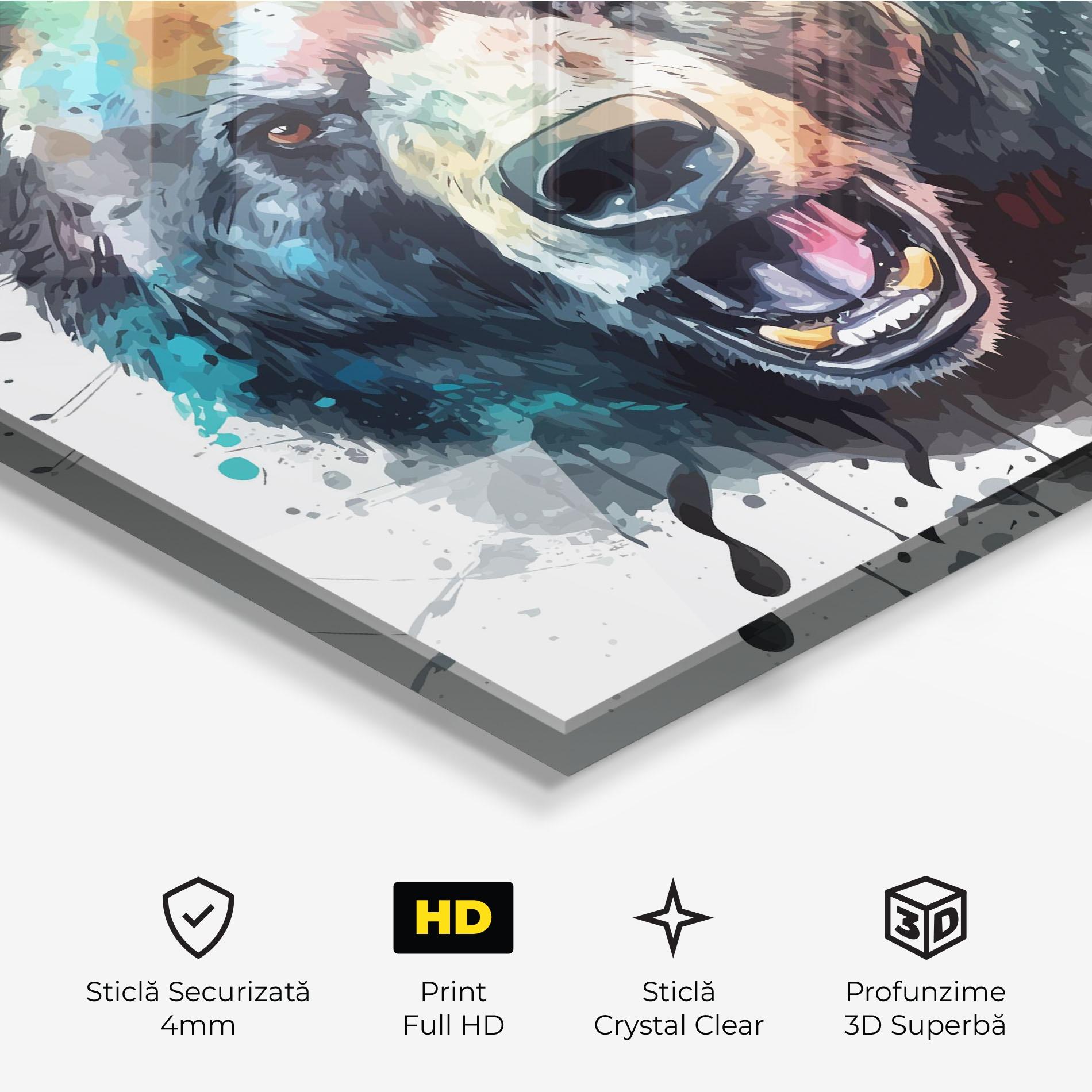 Tablou Sticla Artistic Bear Head mockup 3