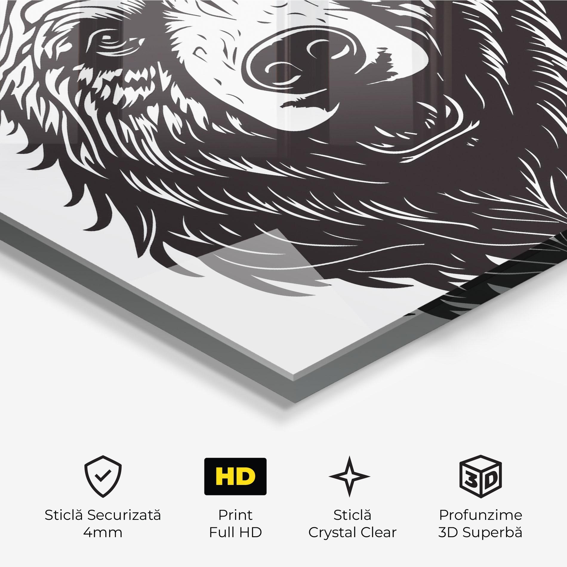 Tablou Sticla Bear Black Head mockup 3