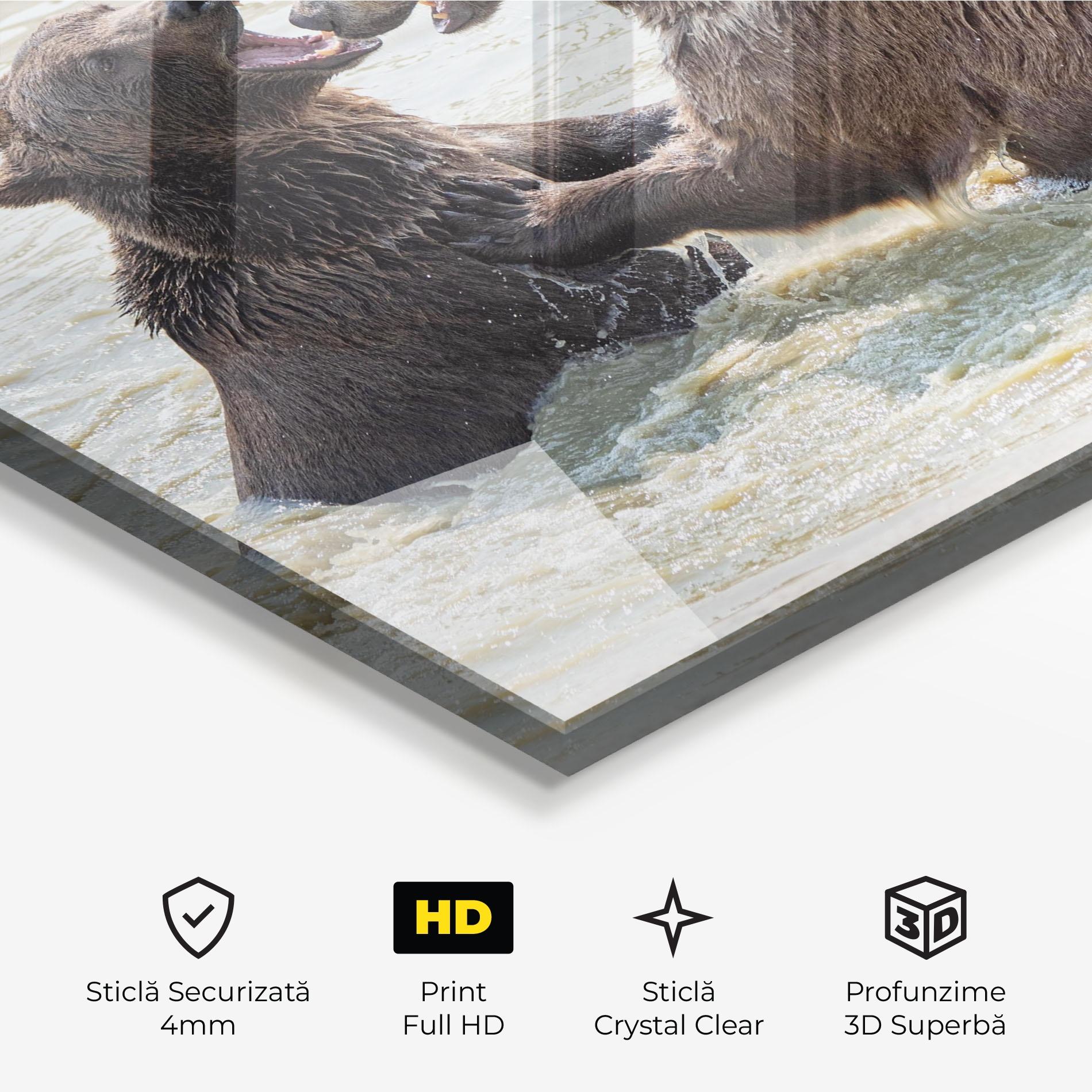 Tablou Sticla Bears Fighting mockup 3