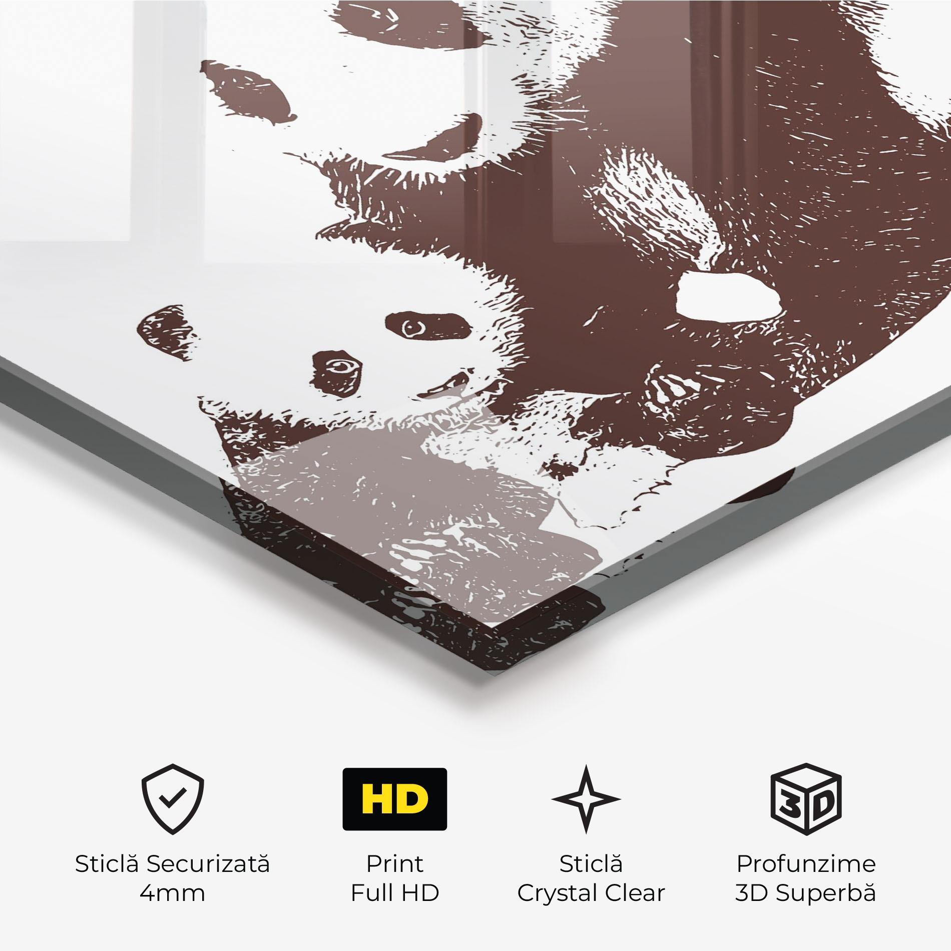 Tablou Sticla Panda Art Family mockup 3