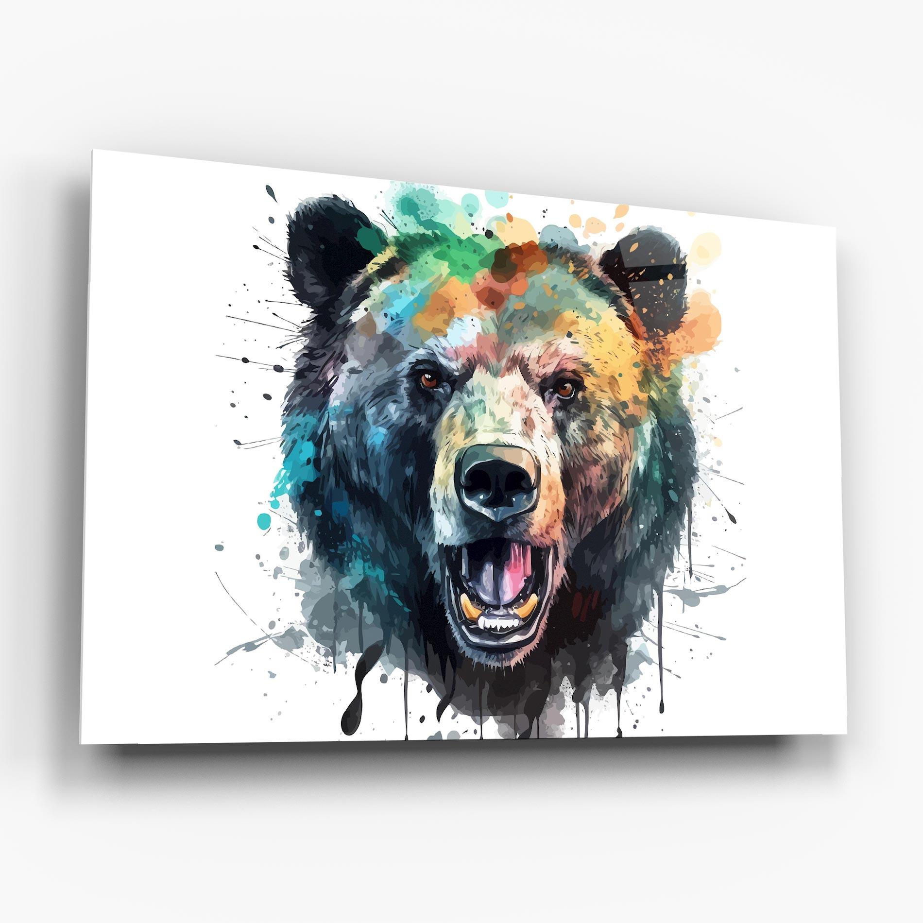 Tablou Sticla Artistic Bear Head mockup 6