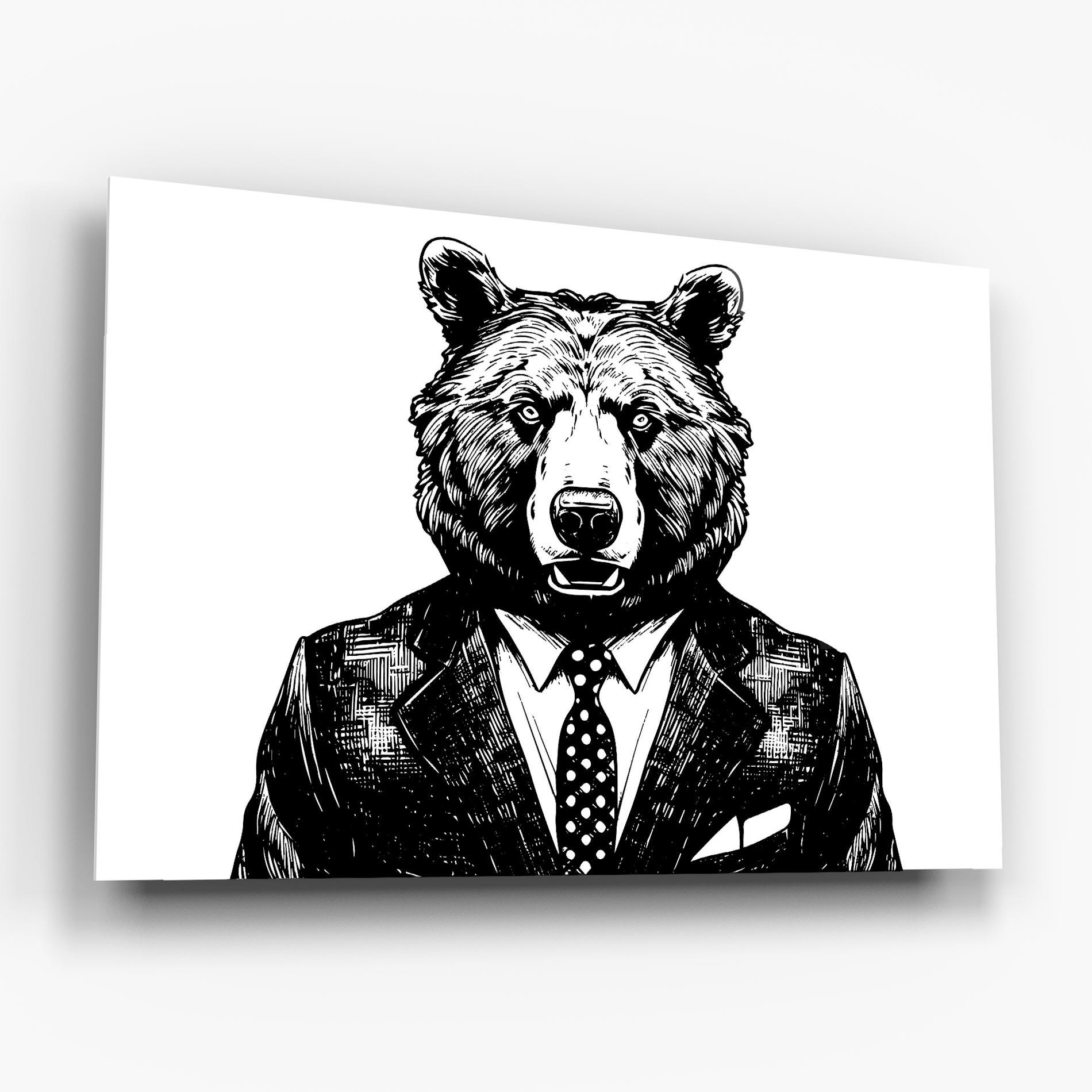 Tablou Sticla Bear In Suit mockup 6