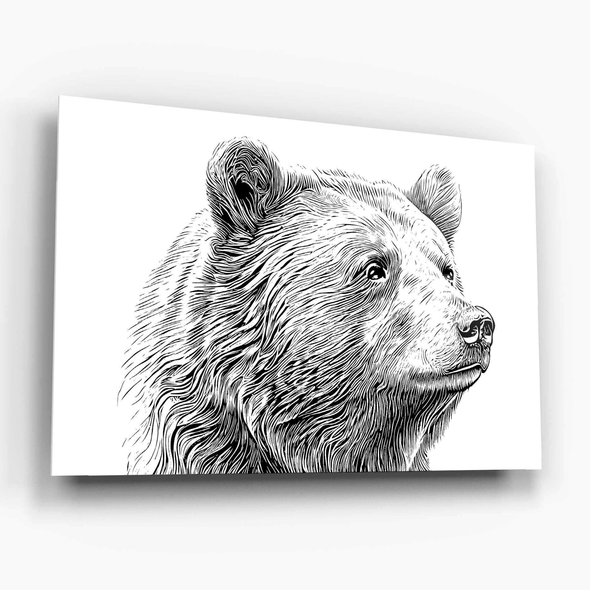 Tablou Sticla Bear Portrait Line mockup 6