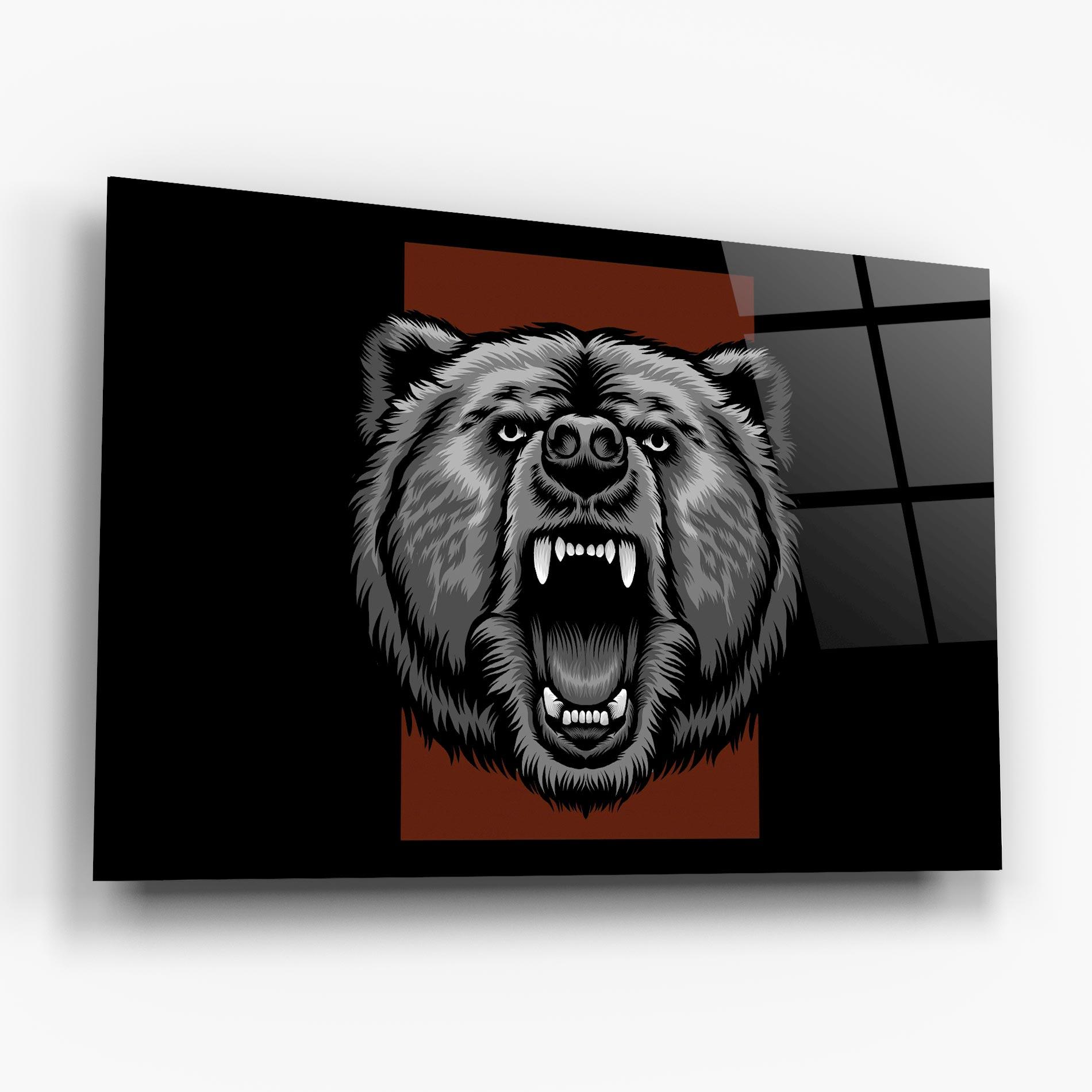 Tablou Sticla Grey Bear Head mockup 6