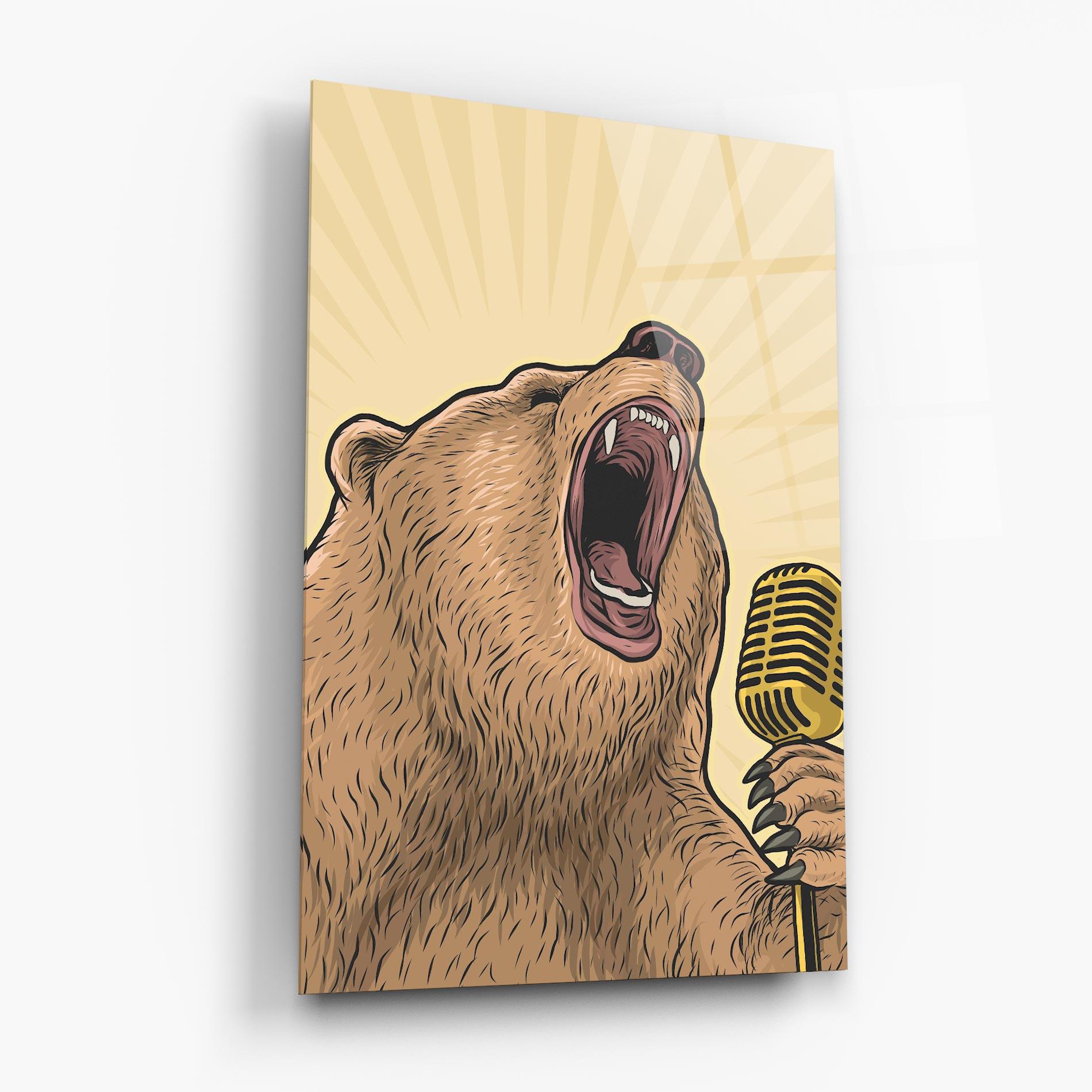 Tablou Sticla Bear Singing mockup 6