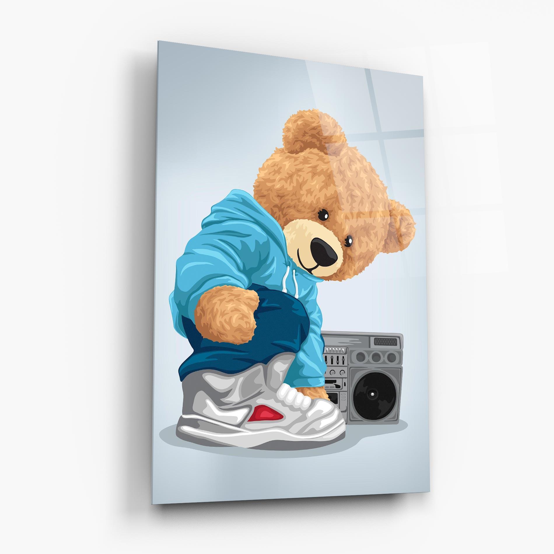 Tablou Sticla Blue Dressed Bear mockup 6
