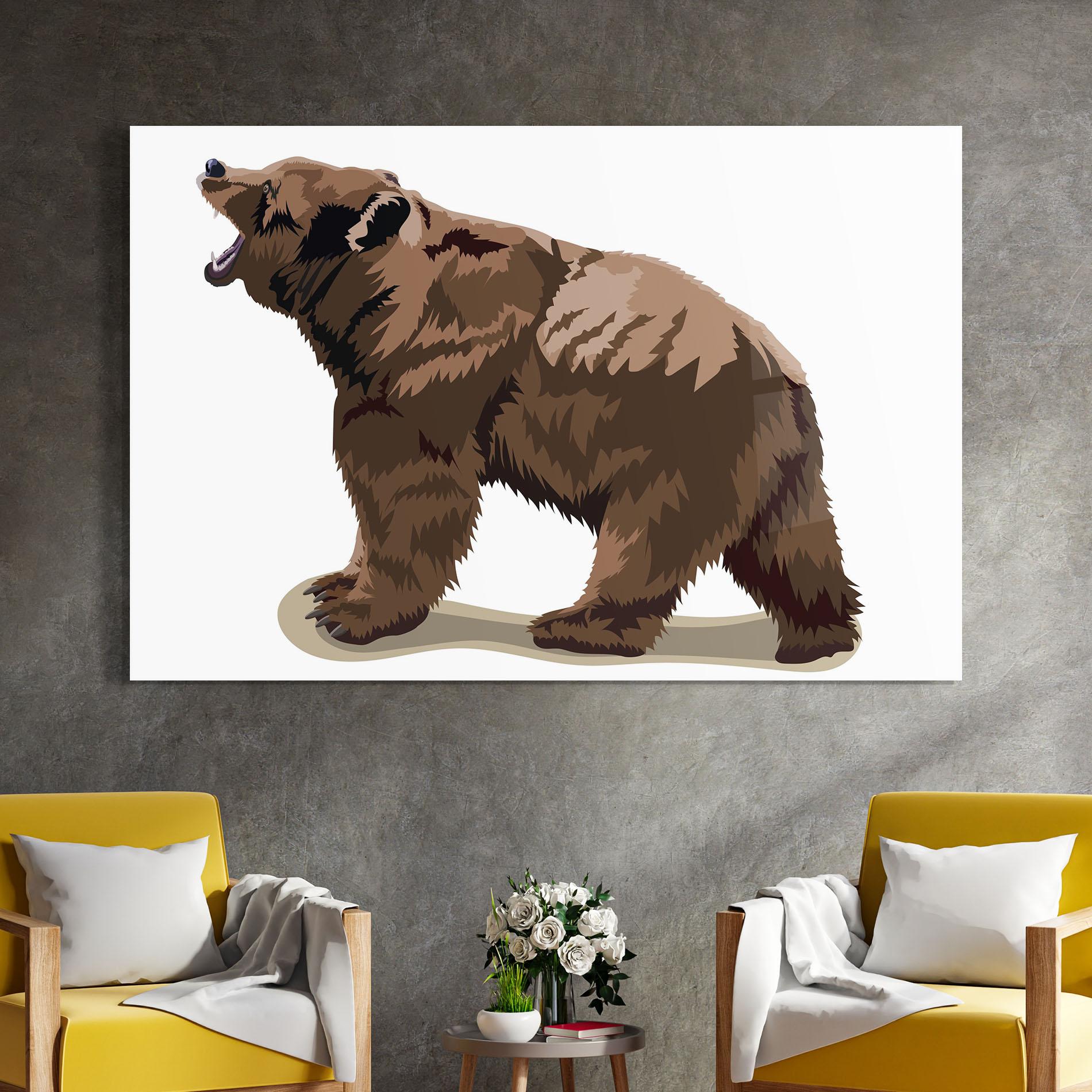 Tablou Sticla Angry Walking Bear mockup 4