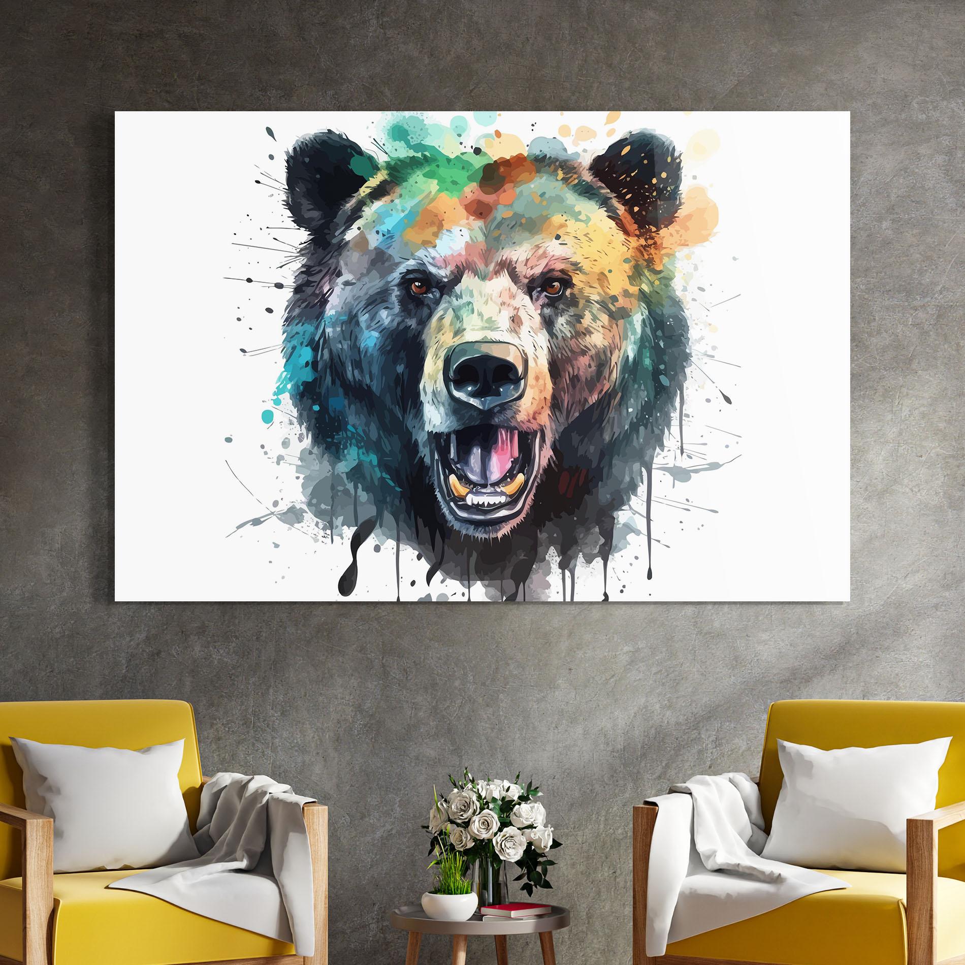 Tablou Sticla Artistic Bear Head mockup 4
