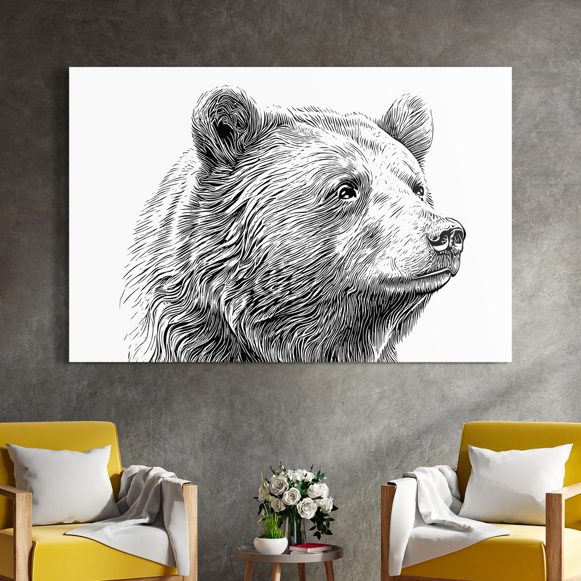 Tablou Sticla Bear Portrait Line mockup 4