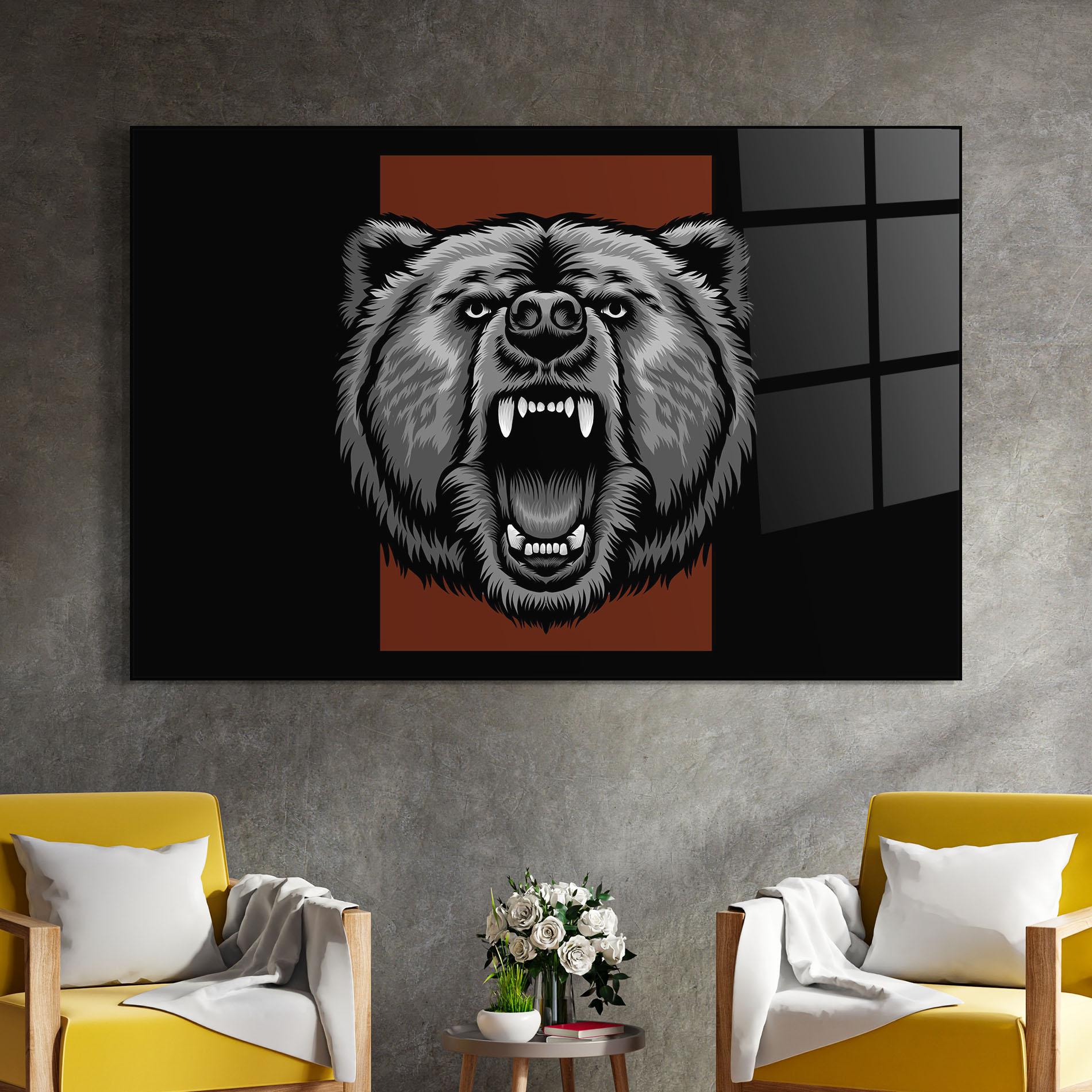 Tablou Sticla Grey Bear Head mockup 4
