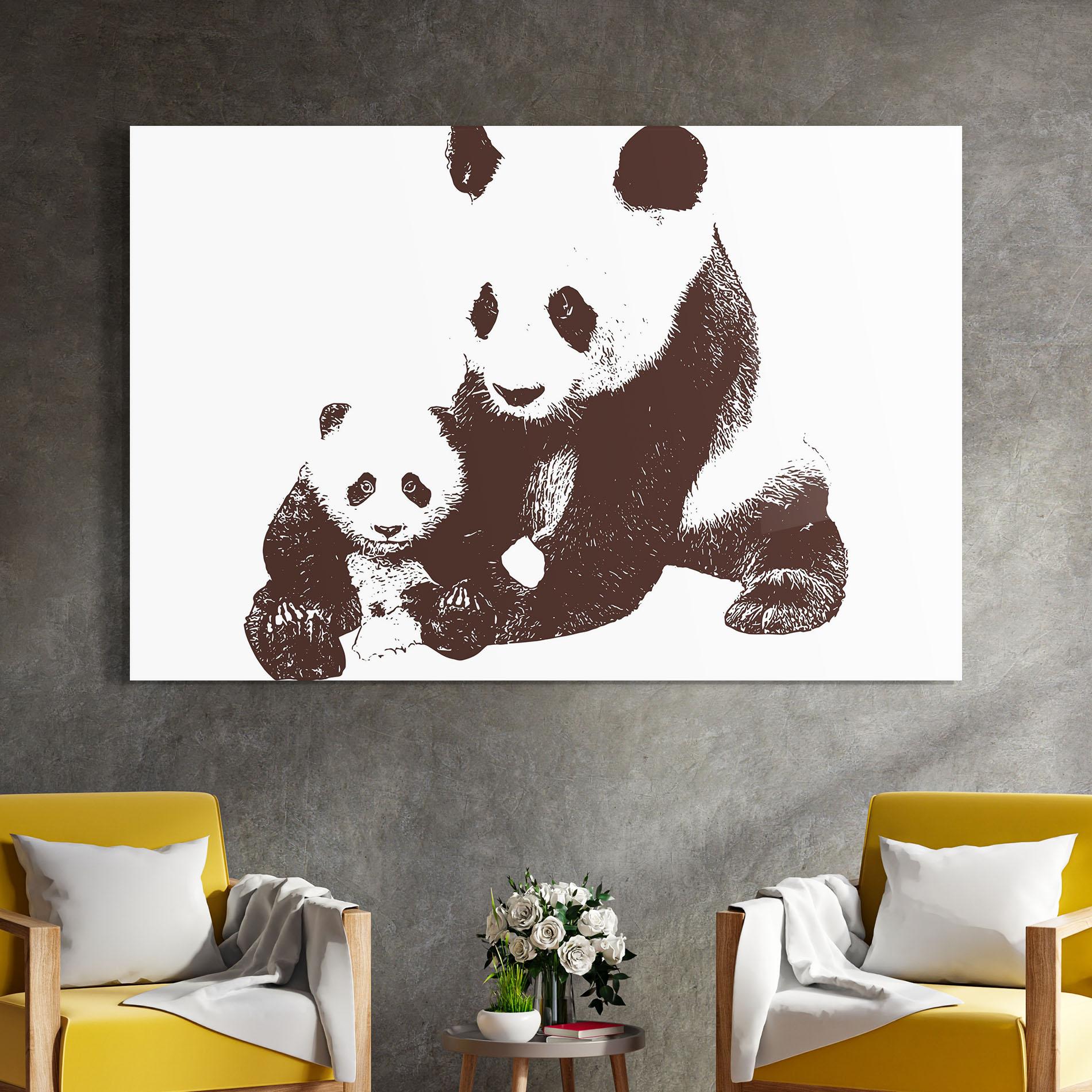 Tablou Sticla Panda Art Family mockup 4