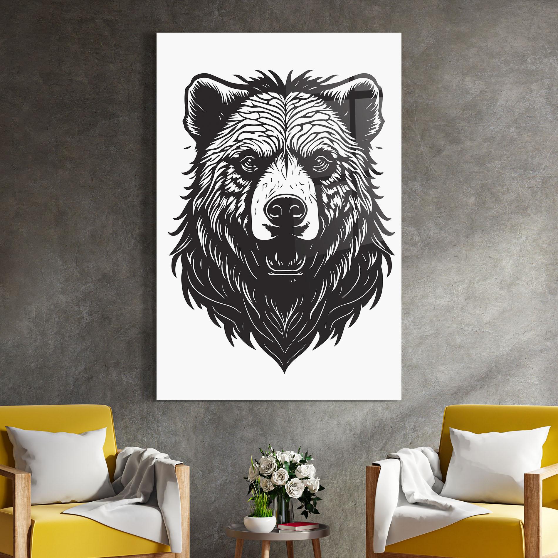 Tablou Sticla Bear Black Head mockup 4