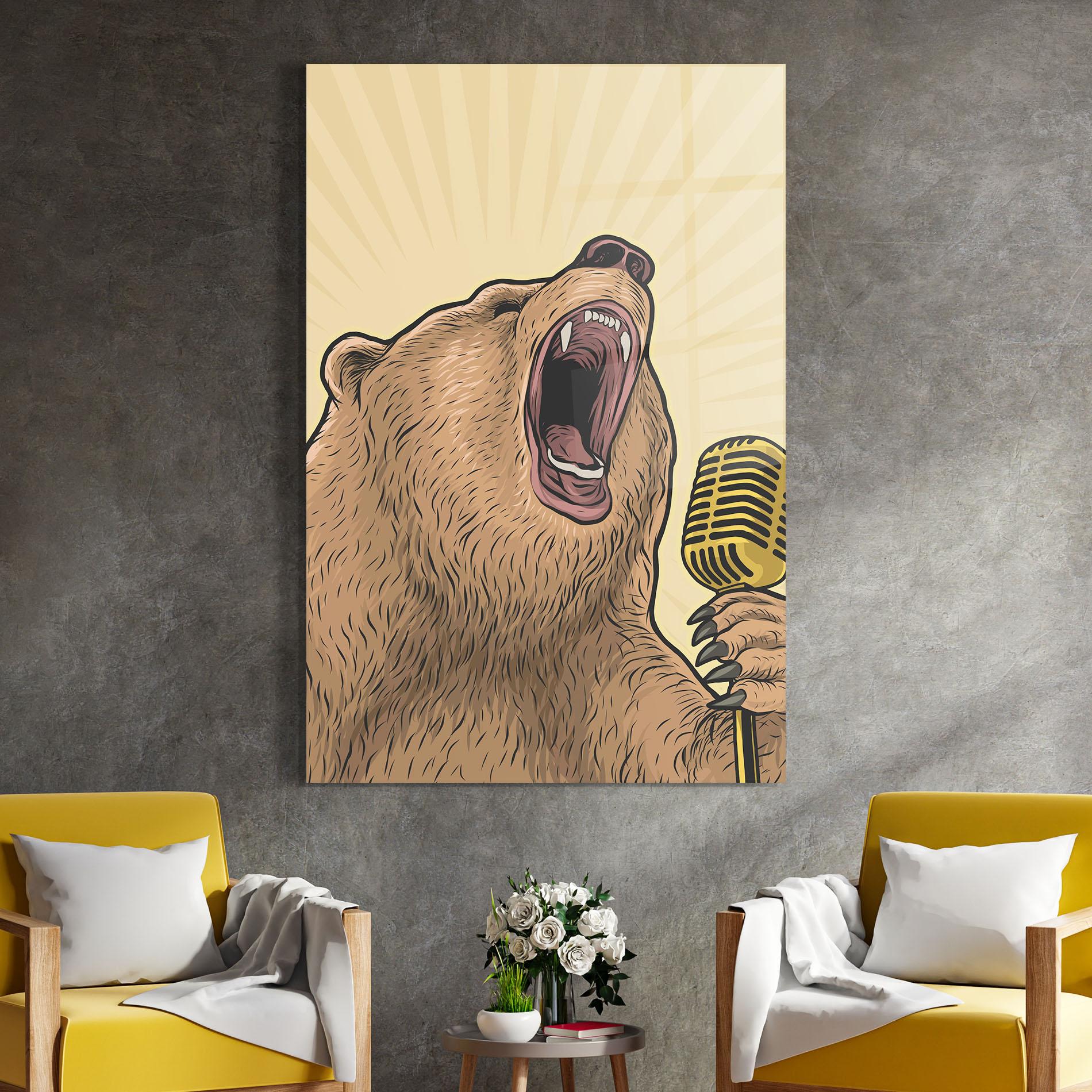 Tablou Sticla Bear Singing mockup 4