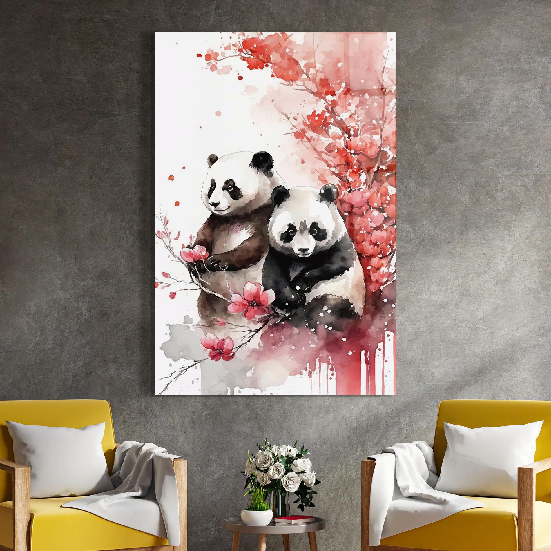 Tablou Sticla Blossom Panda mockup 4
