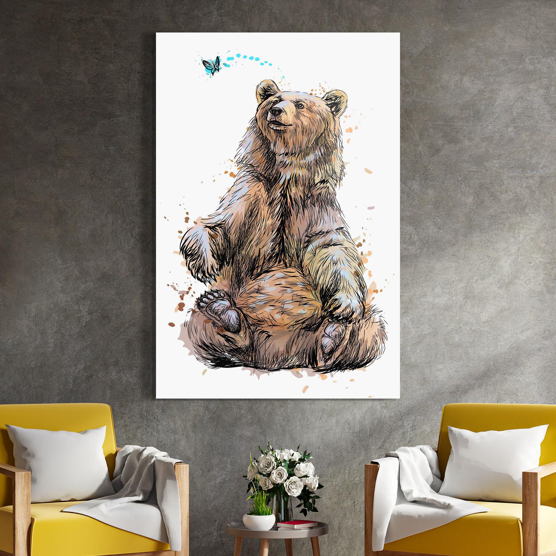 Tablou Sticla Butterfly Bear mockup 4