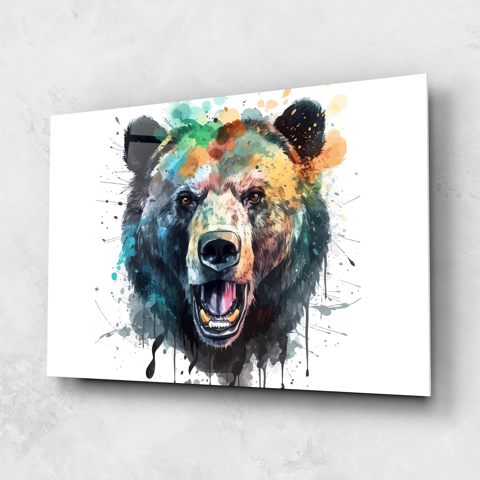 Tablou Sticla Artistic Bear Head mockup 1