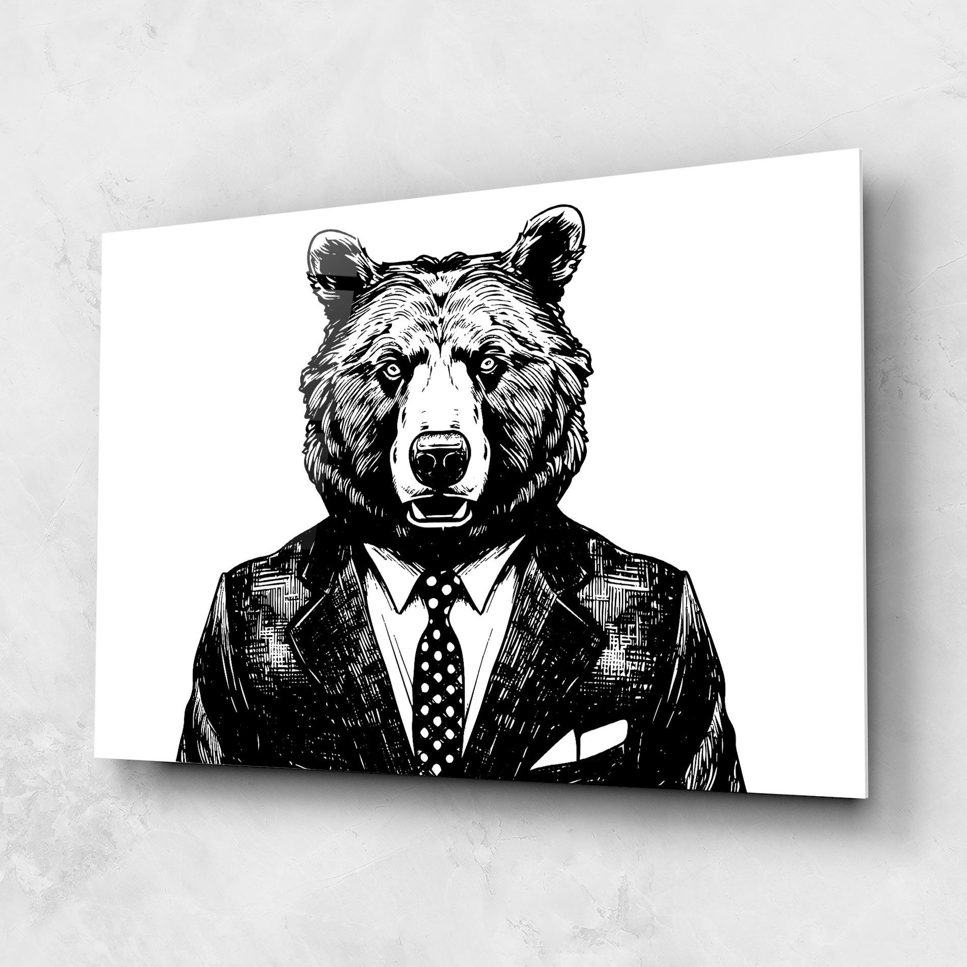 Tablou Sticla Bear In Suit mockup 1