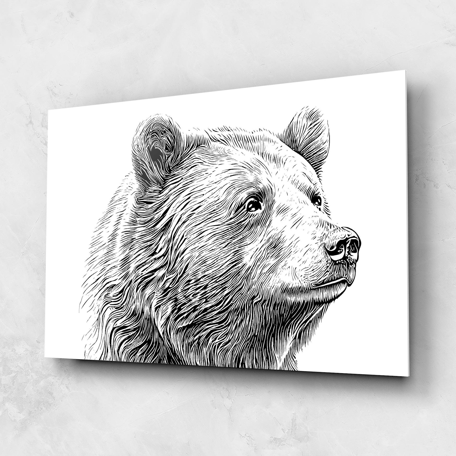 Tablou Sticla Bear Portrait Line mockup 1