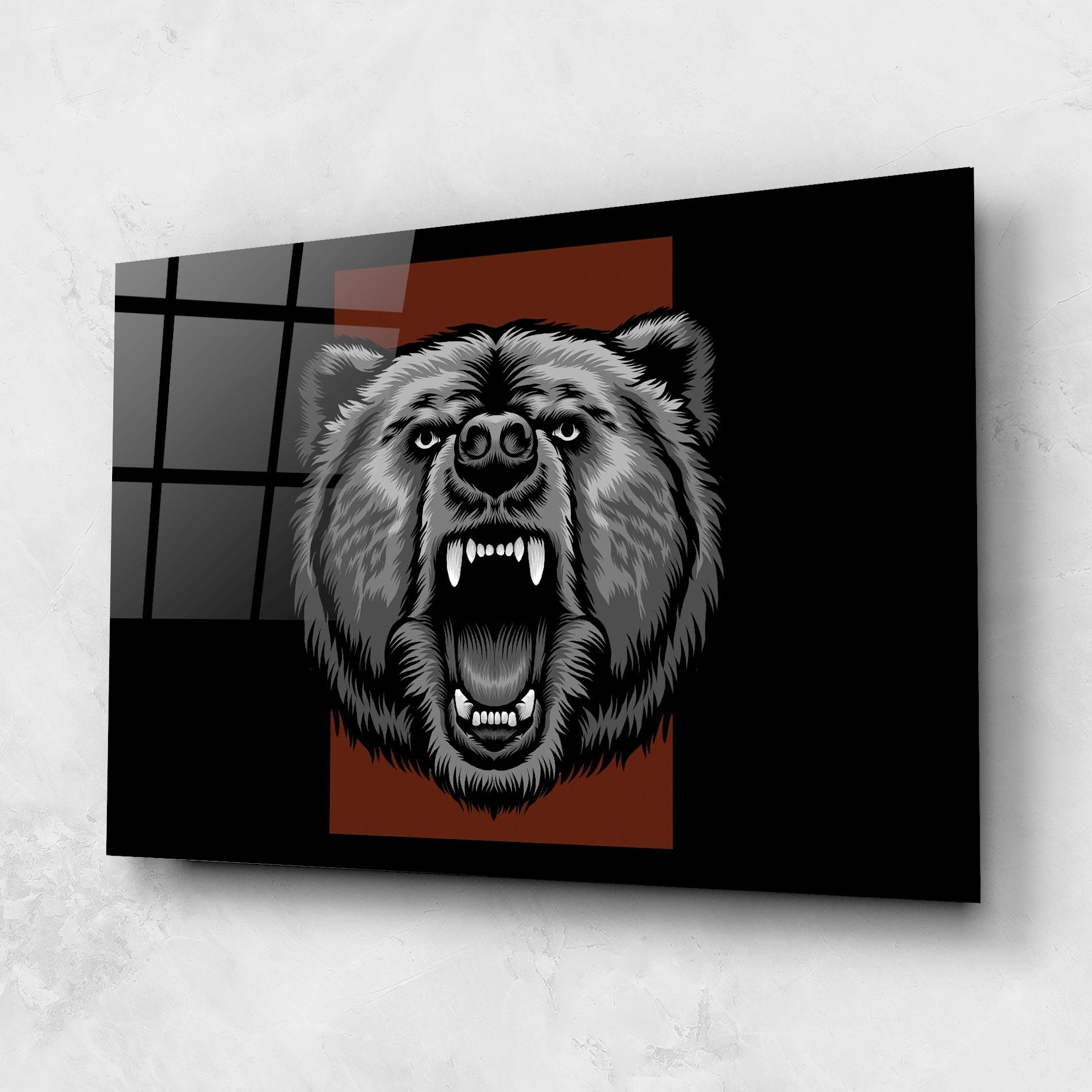 Tablou Sticla Grey Bear Head mockup 1
