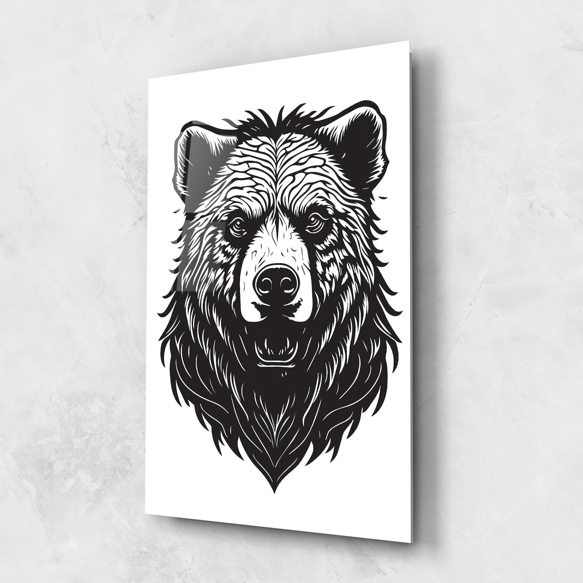Tablou Sticla Bear Black Head mockup 1