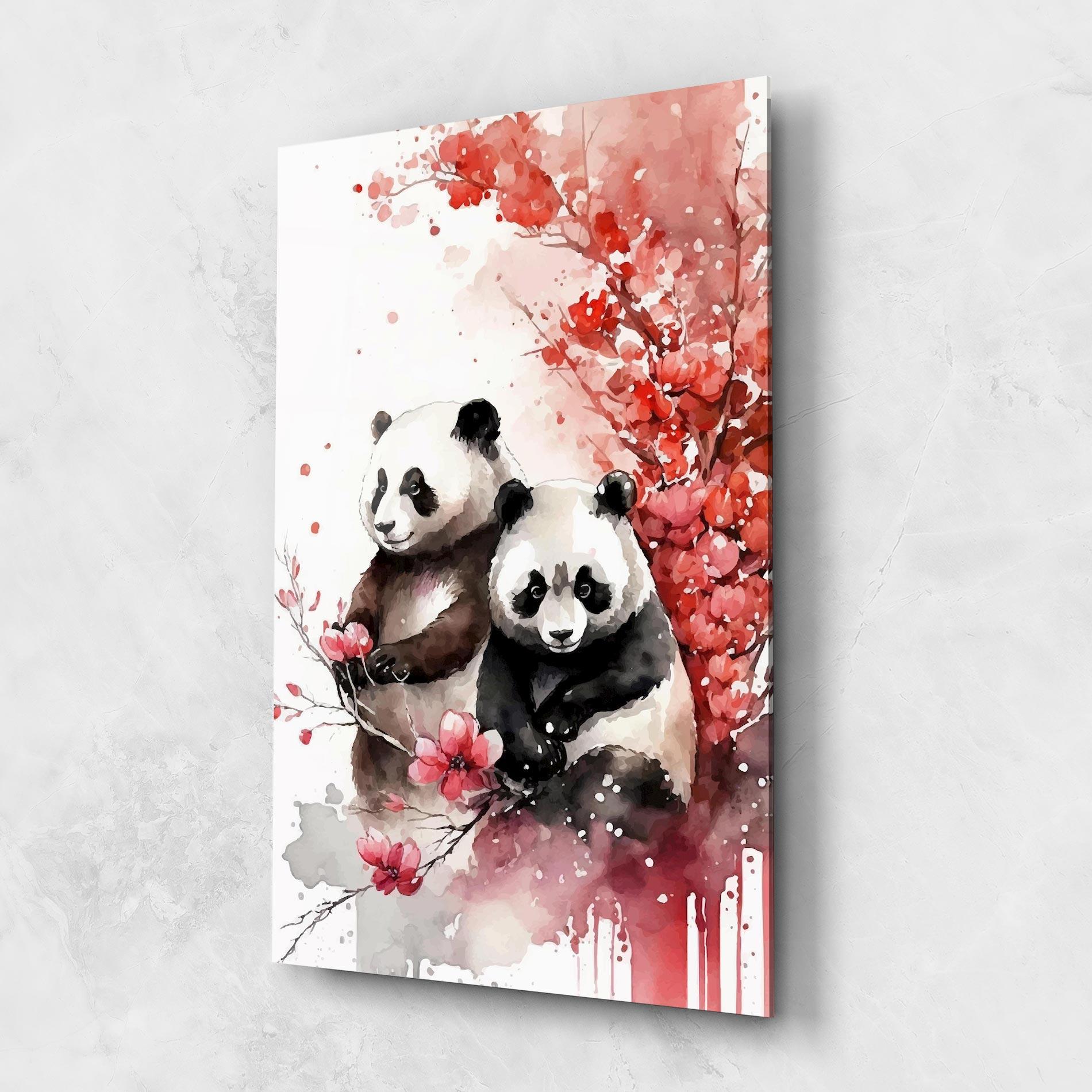 Tablou Sticla Blossom Panda mockup 1