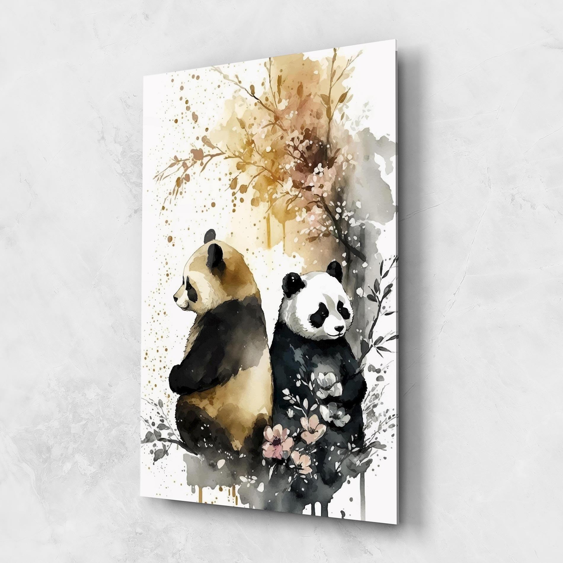 Tablou Sticla Gold Panda Art mockup 1