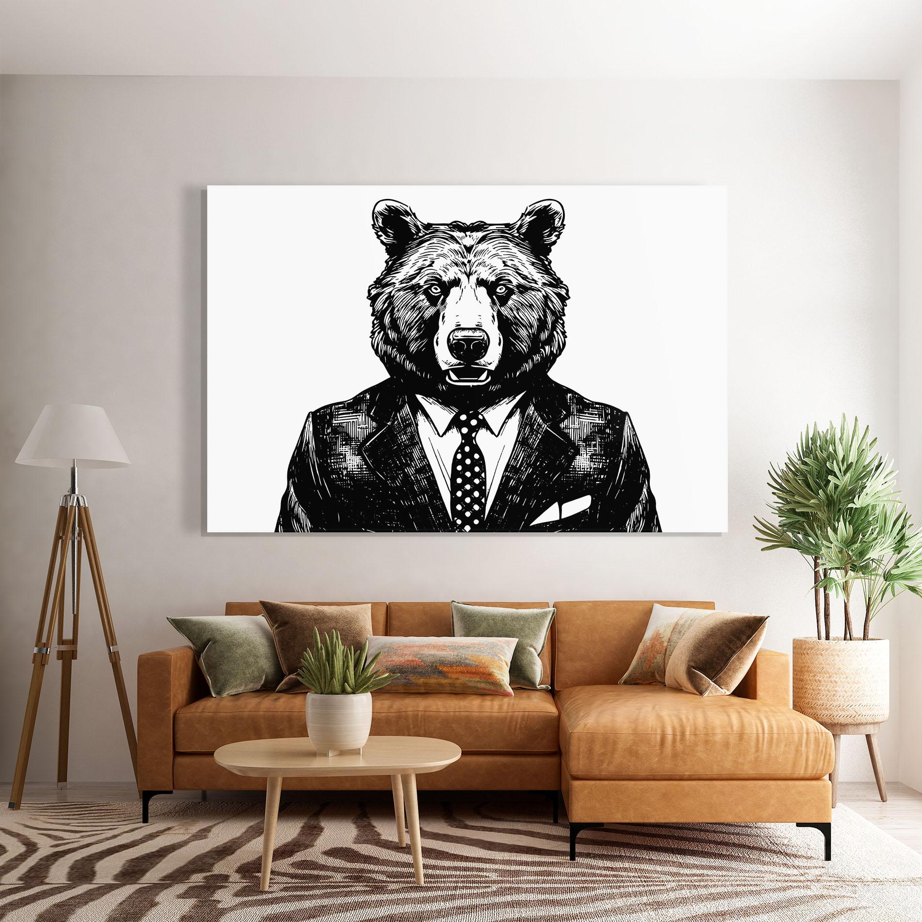 Tablou Sticla Bear In Suit mockup 7