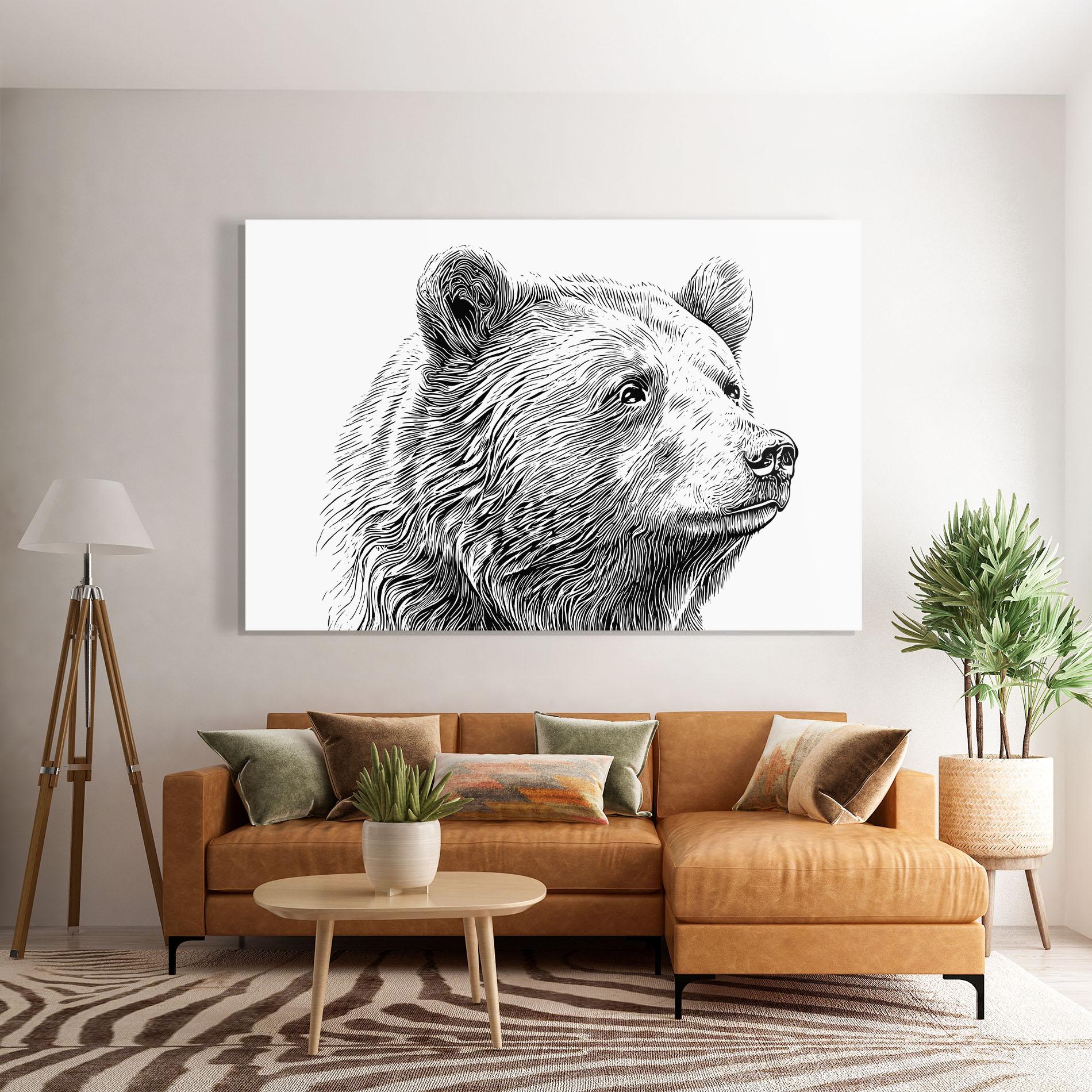 Tablou Sticla Bear Portrait Line mockup 7
