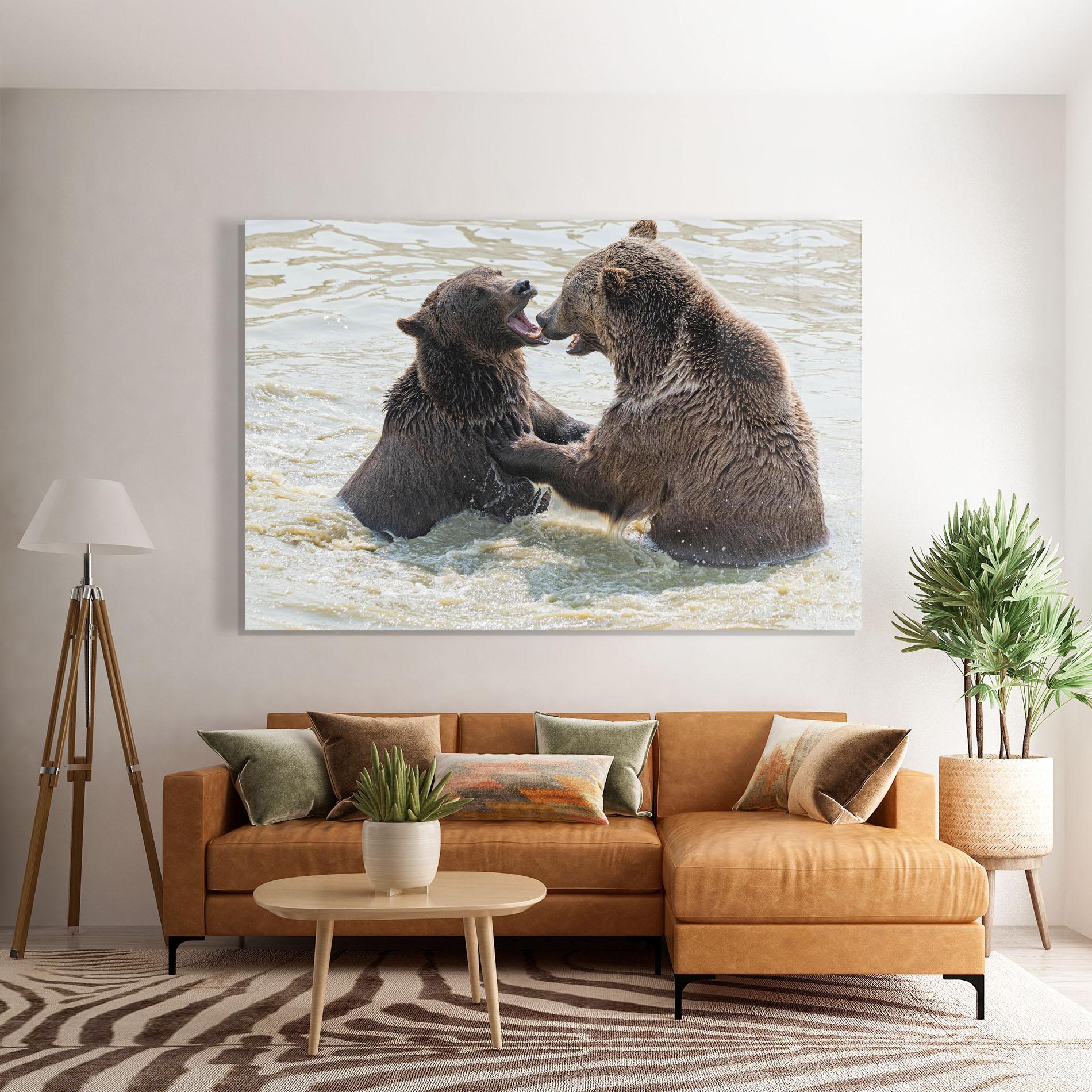 Tablou Sticla Bears Fighting mockup 7