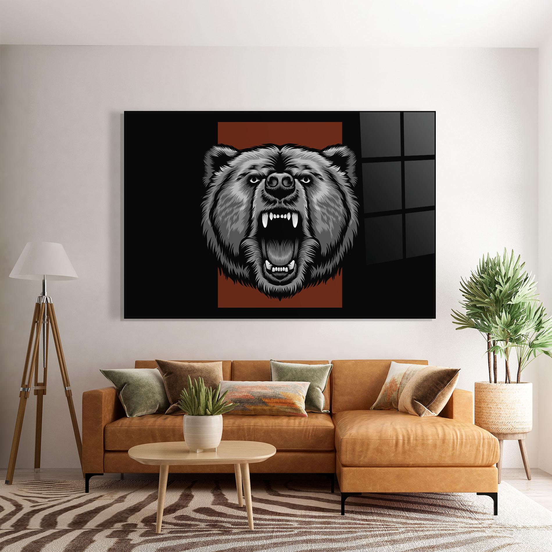 Tablou Sticla Grey Bear Head mockup 7