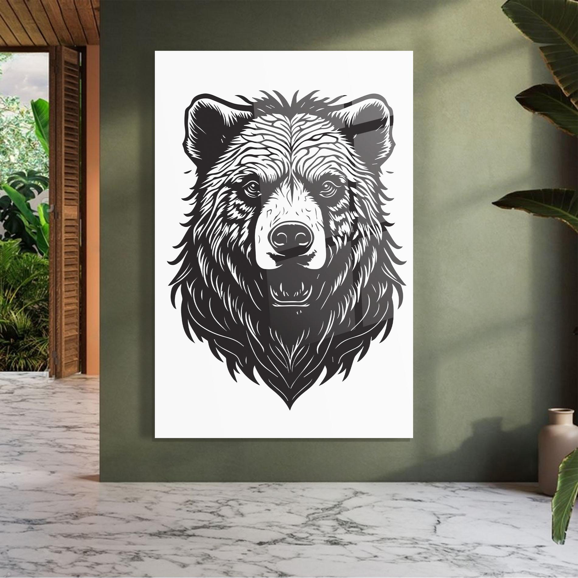 Tablou Sticla Bear Black Head mockup 7