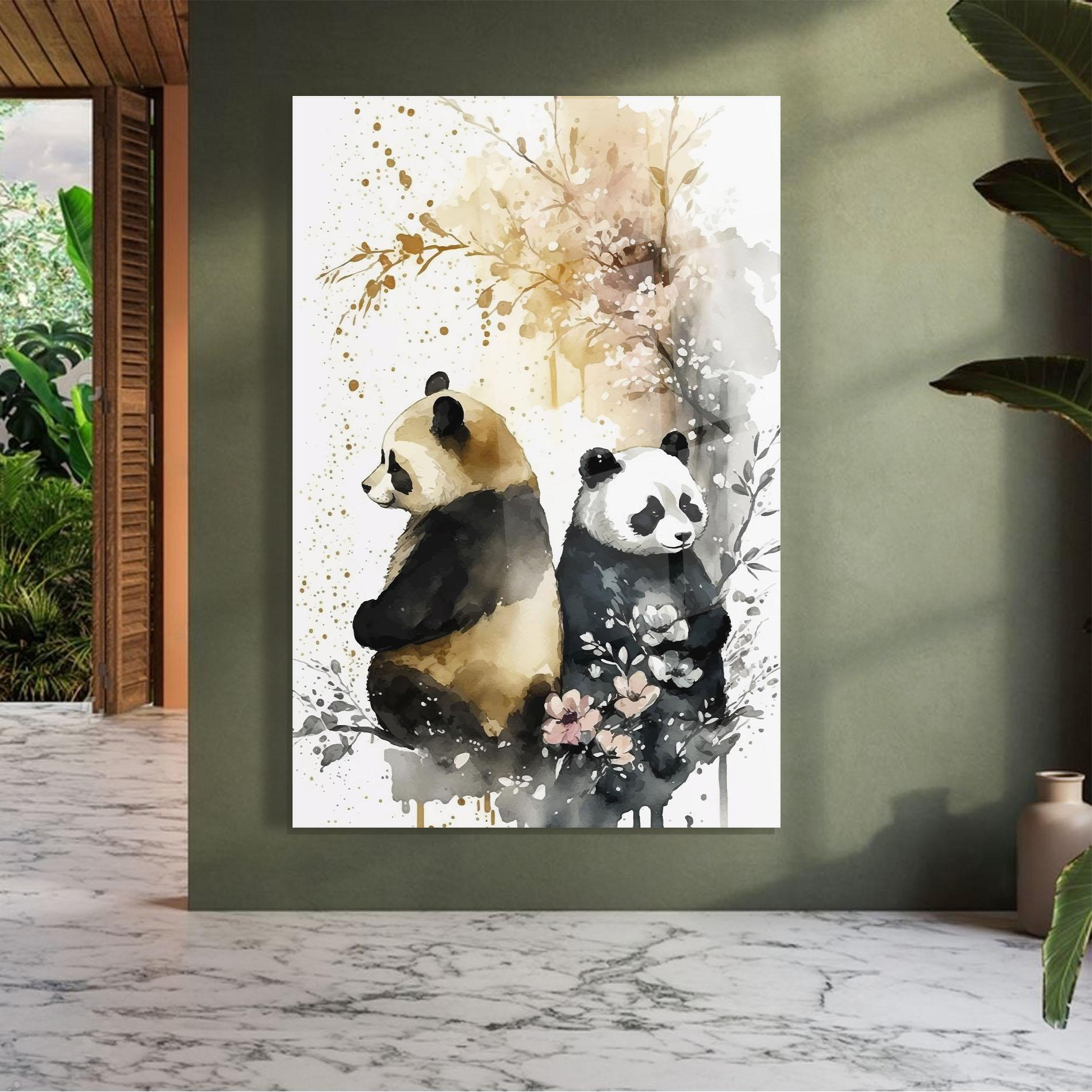 Tablou Sticla Gold Panda Art mockup 7