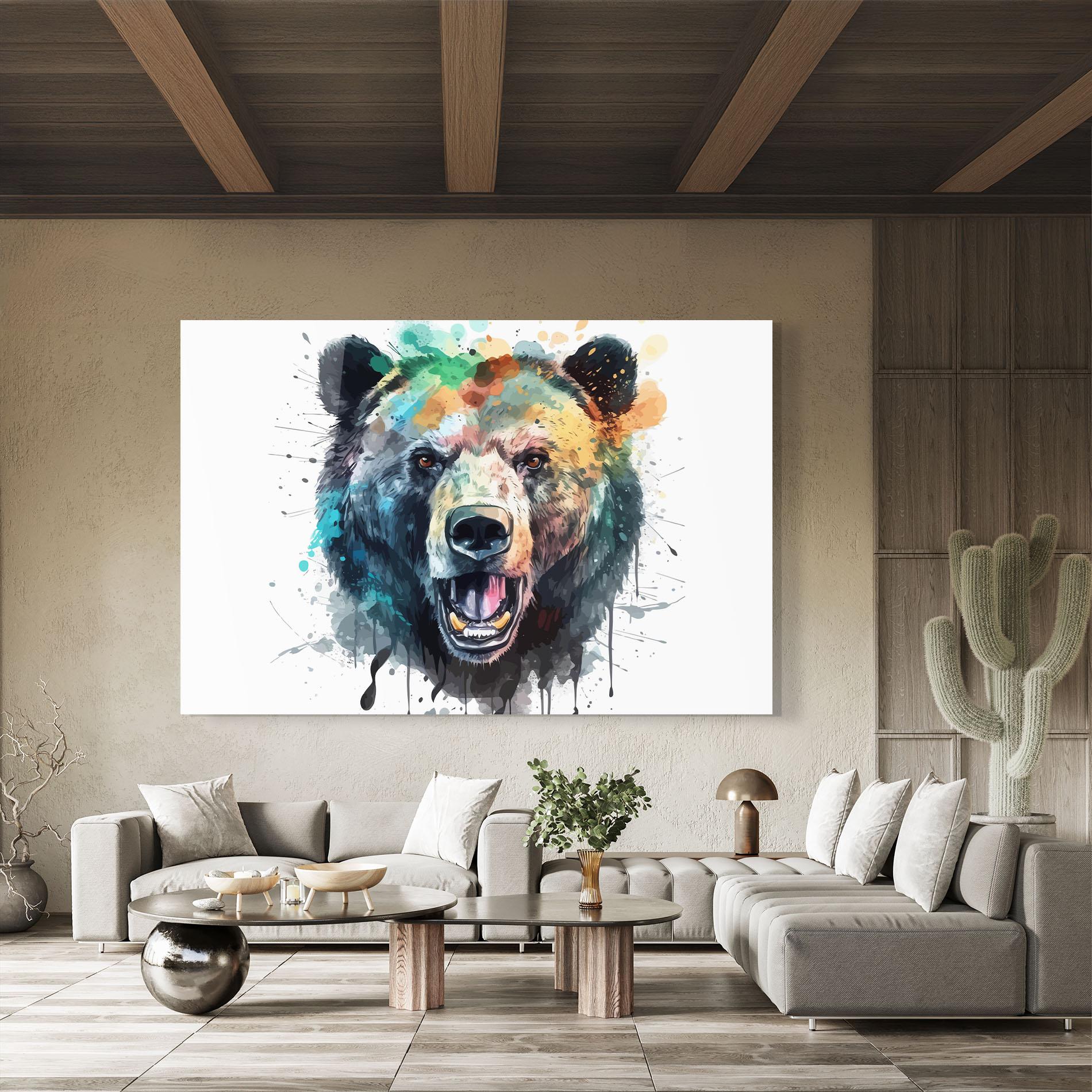 Tablou Sticla Artistic Bear Head mockup 8