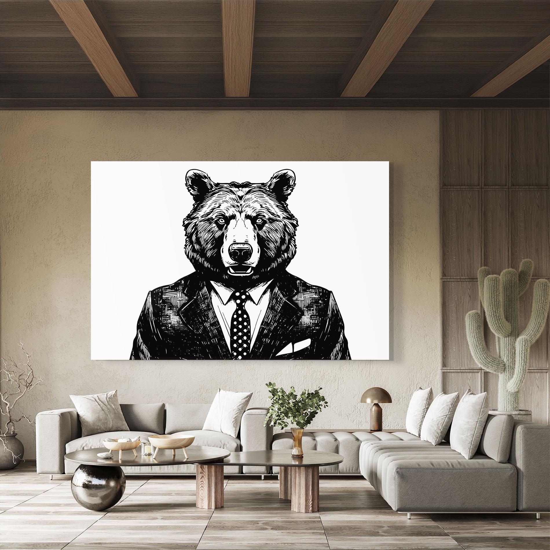 Tablou Sticla Bear In Suit mockup 8