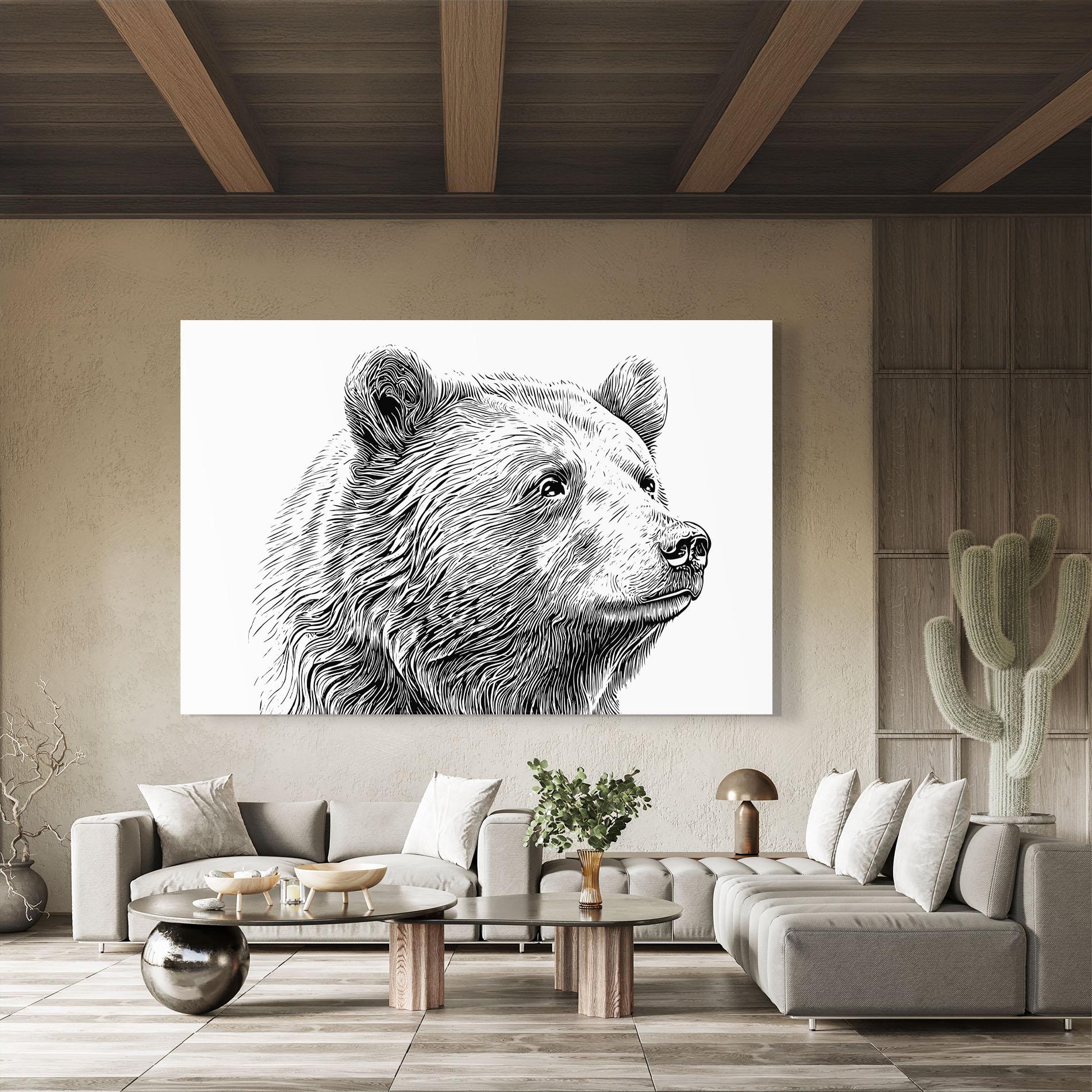 Tablou Sticla Bear Portrait Line mockup 8