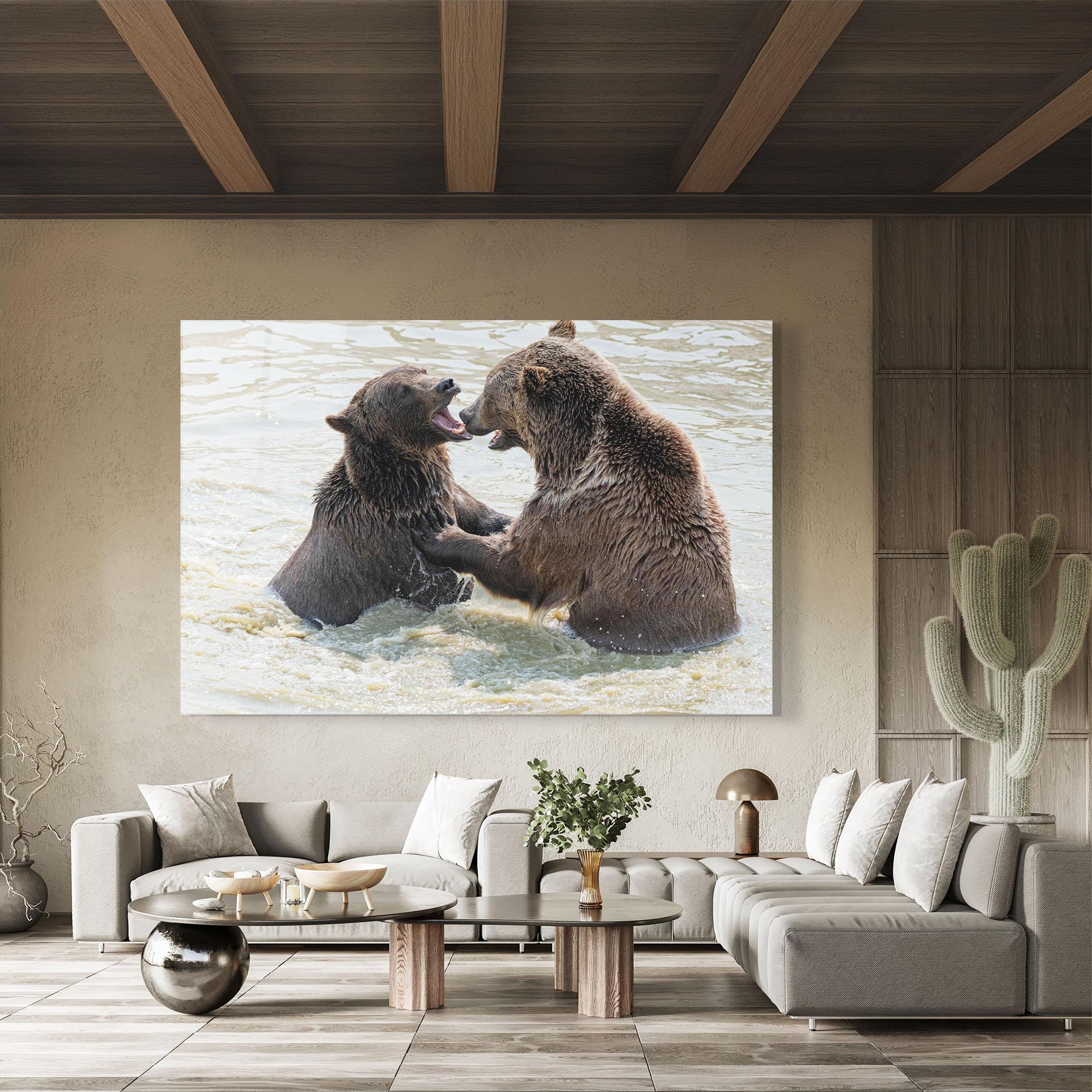 Tablou Sticla Bears Fighting mockup 8