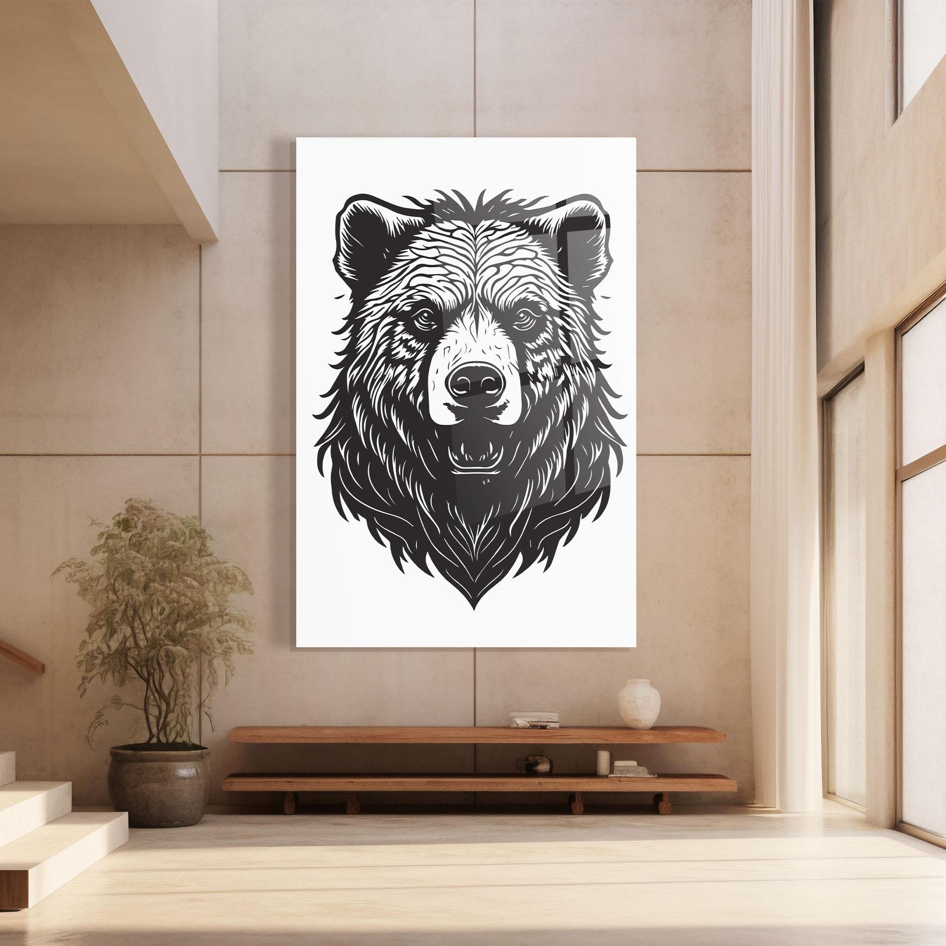 Tablou Sticla Bear Black Head mockup 8